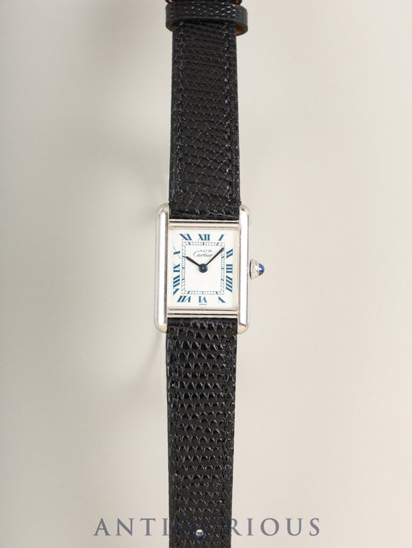 Cartier Must Tank SM W1001543 / 6057002 Quartz Cal.057 SV925 Leather Original Pin Buckle (SS) White Roman Dial (SWISS marking) Overhauled