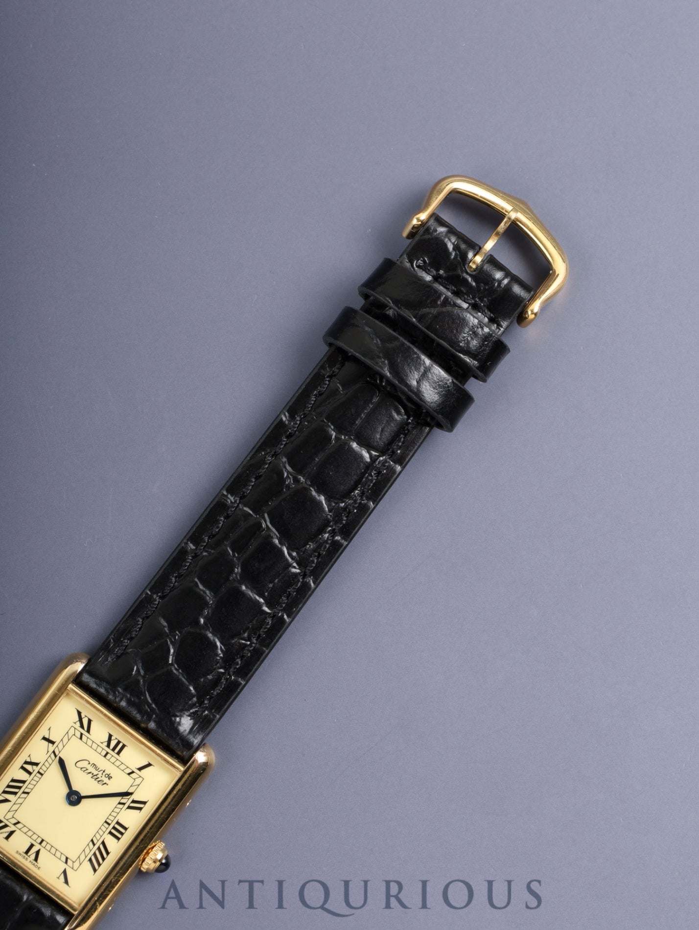 カルティエ マストタンク LM W1002753 / 590005 クォーツ Cal.690 SV925 革 純正ピンバックル(GP)アイボリーローマン文字盤(SWISS MADE表記)オーバーホール済み