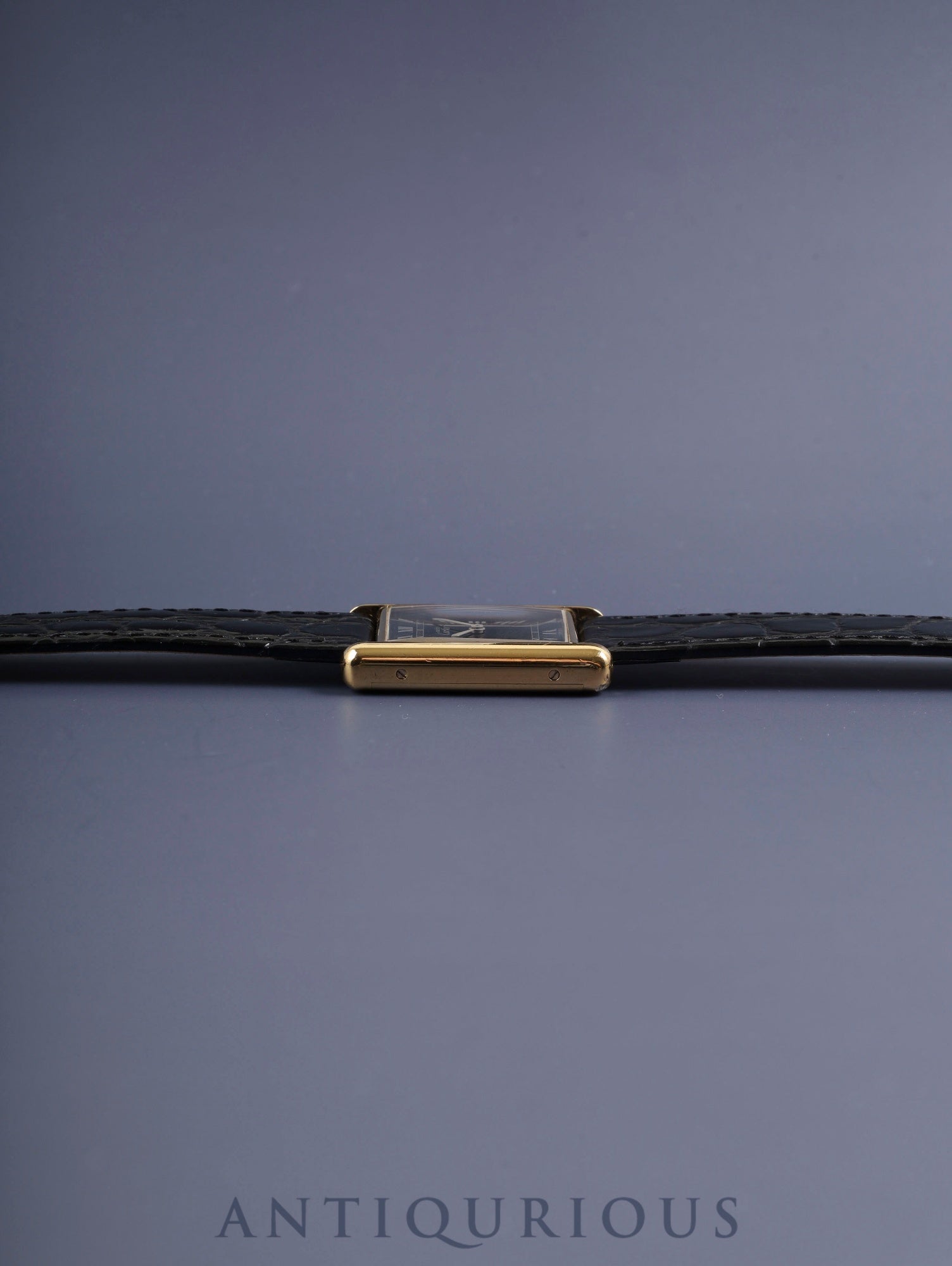 Cartier Must Tank LM Manual Winding Cal. 78-1 SV925 Leather Genuine Buckle (GP) Black Roman Dial Warranty Overhauled