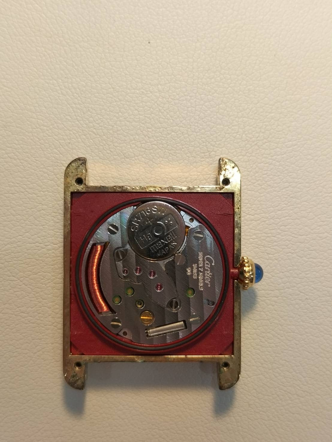 カルティエ マストタンク LM 590005 クォーツ Cal.90 SV925 革 純正尾錠(GP) フロントトリニティ文字盤(SWISS表記) オーバーホール済み 新品仕上げ済み