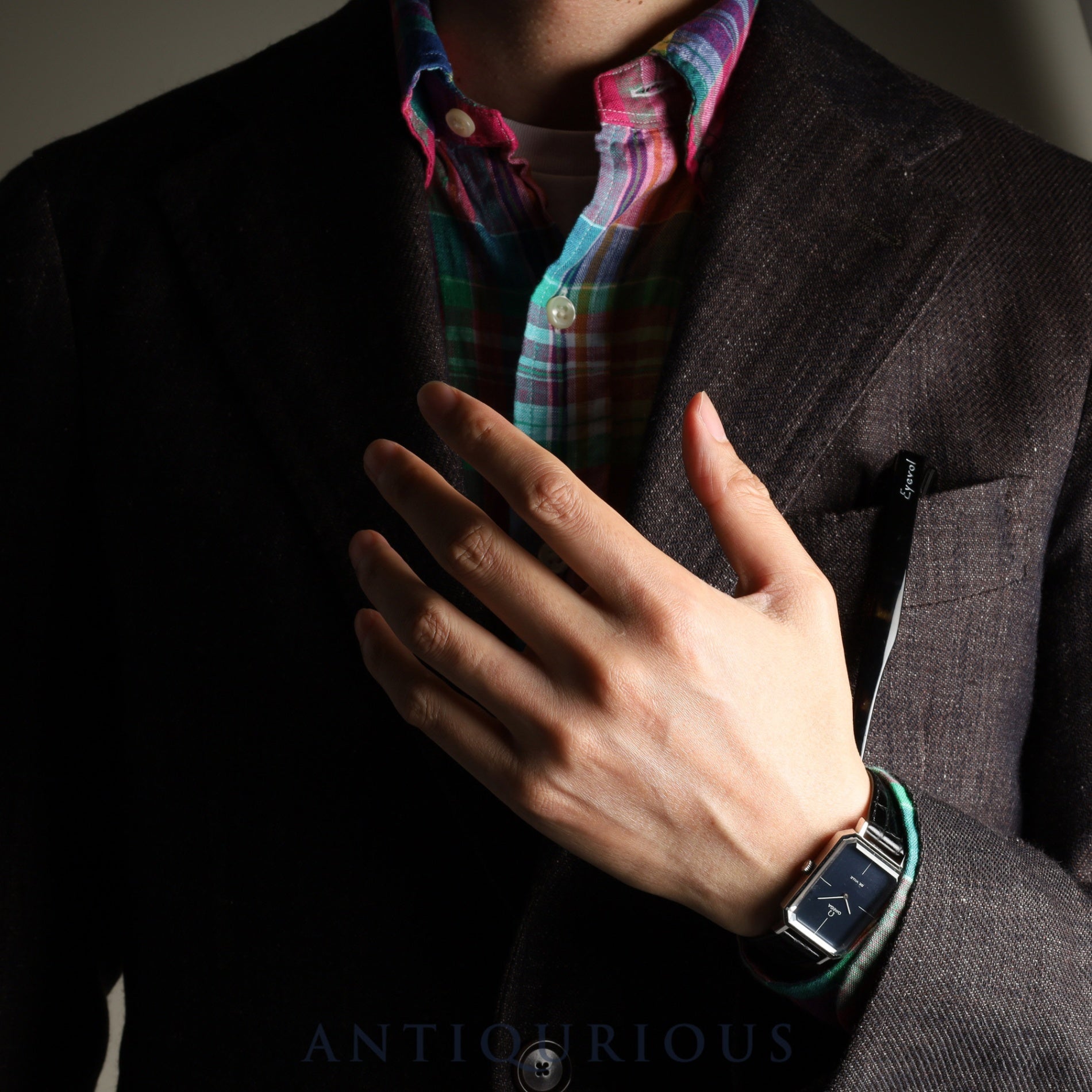 オメガ デ・ヴィル グリマデザイン 5110378 手巻き SS 革 社外尾錠(SS) ブルー文字盤 オーバーホール済み