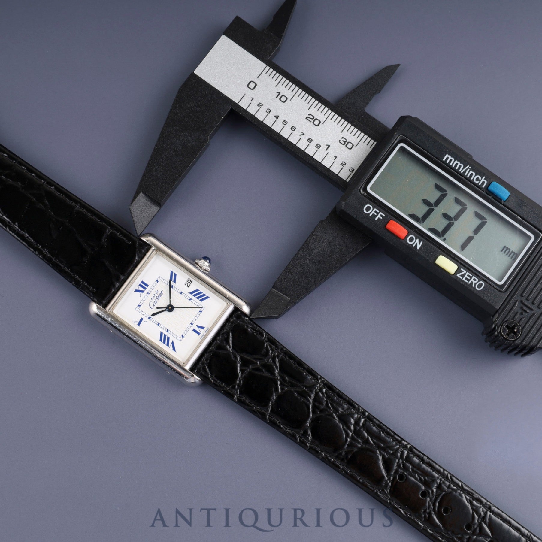 カルティエ マストタンク GM(XL) W1014154 / 2414 クォーツ Cal.87 SV925 革 純正尾錠(SS)ホワイト飛びローマン文字盤 オーバーホール済み