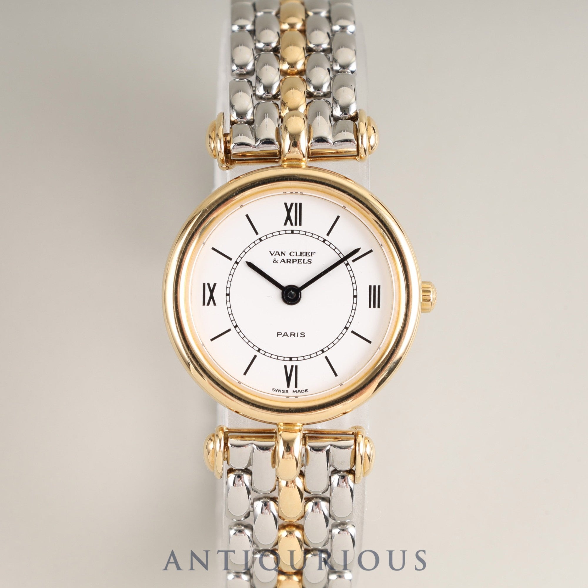 Van Cleef & Arpels La Collection 43637/G14 Quartz Cal.256.041 SS/GP SS/GP White Dial Genuine Leather Strap (Genuine Buckle (GP)) Overhauled