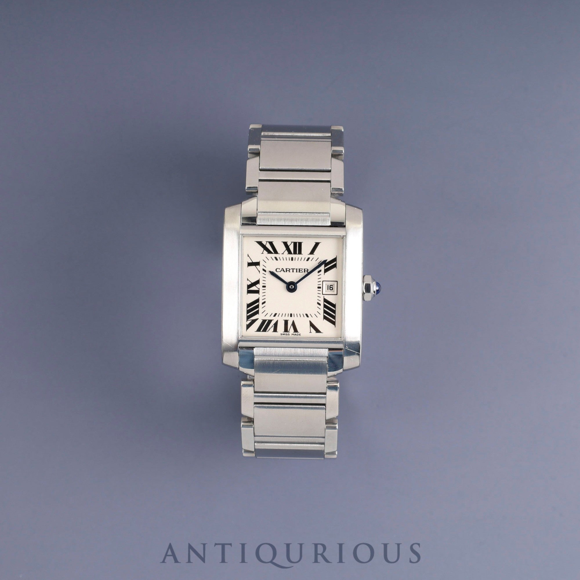 Cartier Tank Française MM W51011Q3/2465 Quartz Caliber 175N Stainless Steel White Roman Dial Box Booklet Warranty (2005) Overhauled
