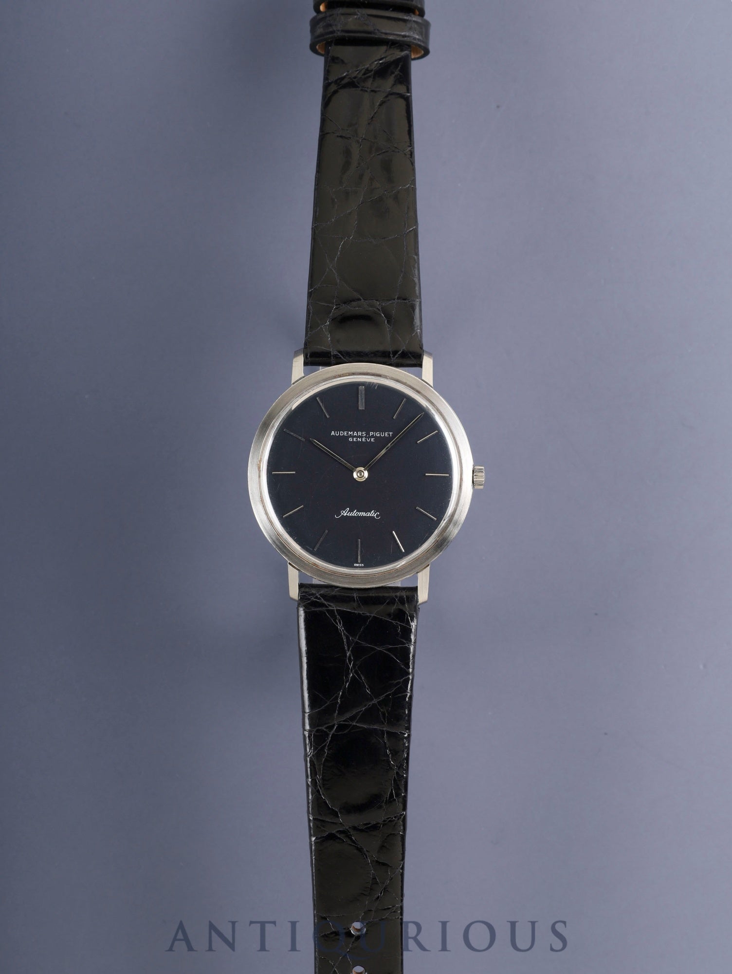 Audemars Piguet Round Automatic Cal.2120 (K2120) SS Leather Original Pin Buckle (SS) Navy Dial (Dot Logo) Overhauled
