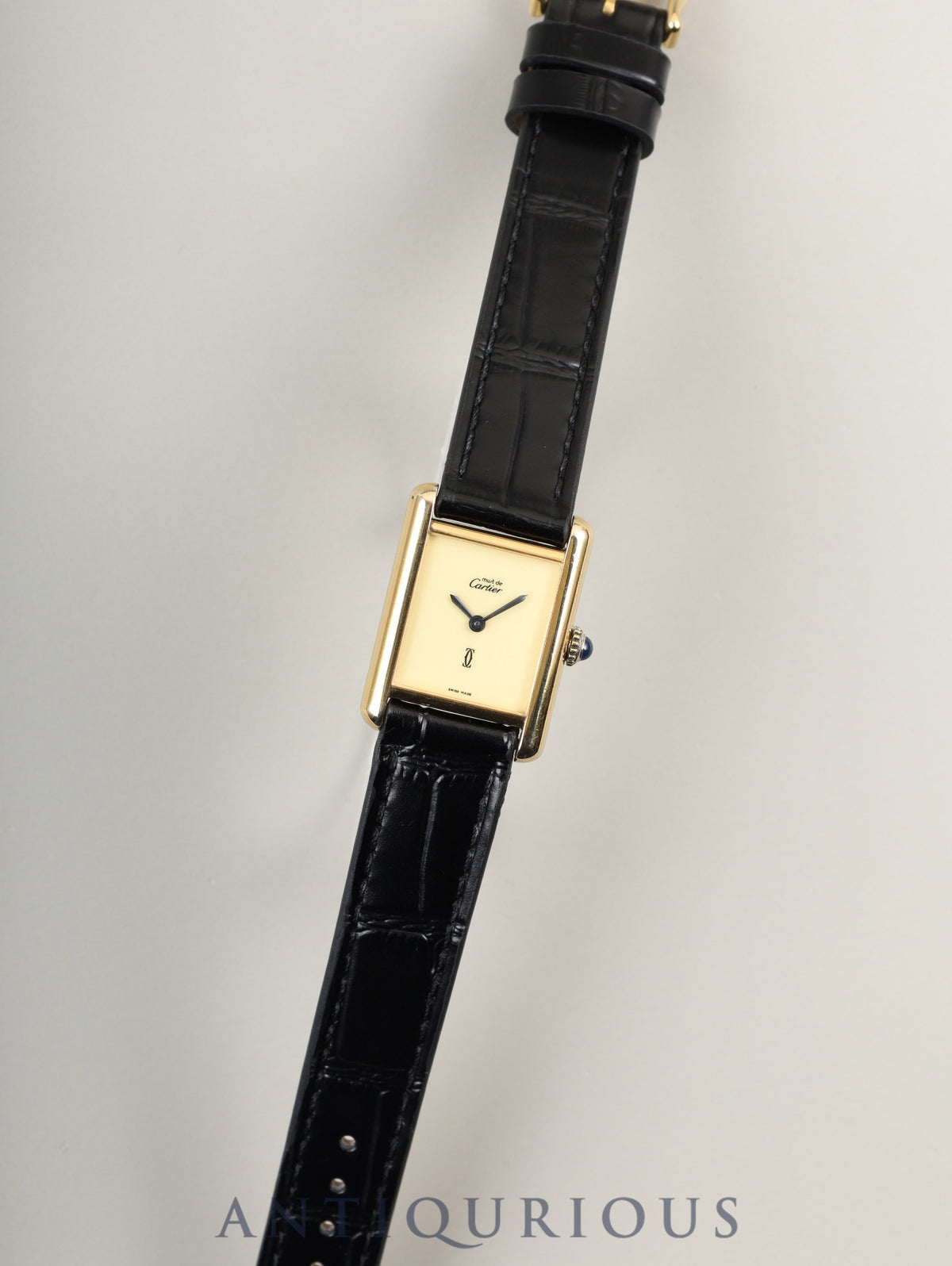 Cartier Must Tank SM Manual Winding Cal. 78-1 SV925 Leather Genuine Buckle (GP) Ivory Dial (SWISS MADE Marking) After-sales Service Overhauled at a Cartier Boutique