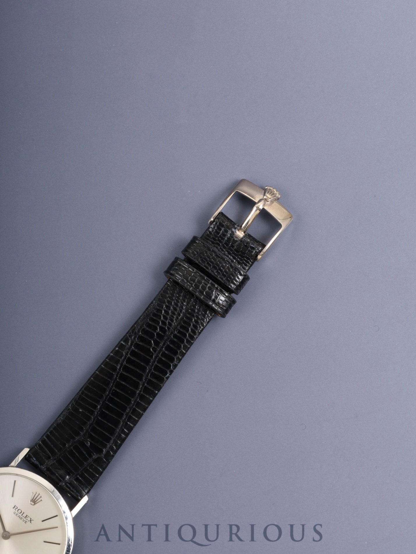 ロレックス チェリーニ 4112/9 手巻き Cal.1601 750WG 革 純正ピンバックル(750WG)シルバー文字盤 W番台(1994-1995年) 保証書(1996年)冊子 オーバーホール済み