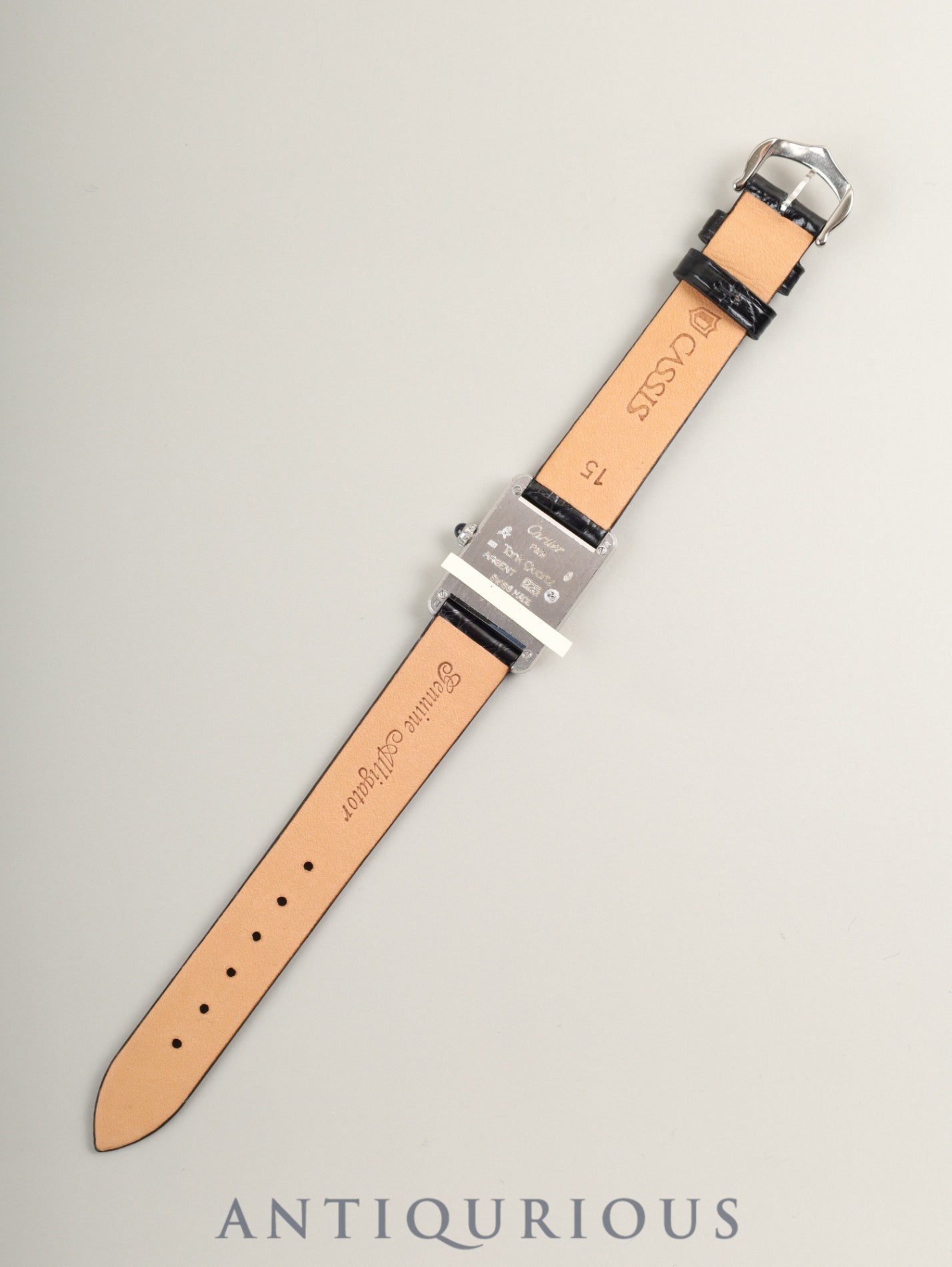 Cartier Must Tank SM W1001543 / 6057002 Quartz Cal.057 SV925 Leather Genuine Pin Buckle (SS) White Roman Dial (SWISS marking) Overhauled
