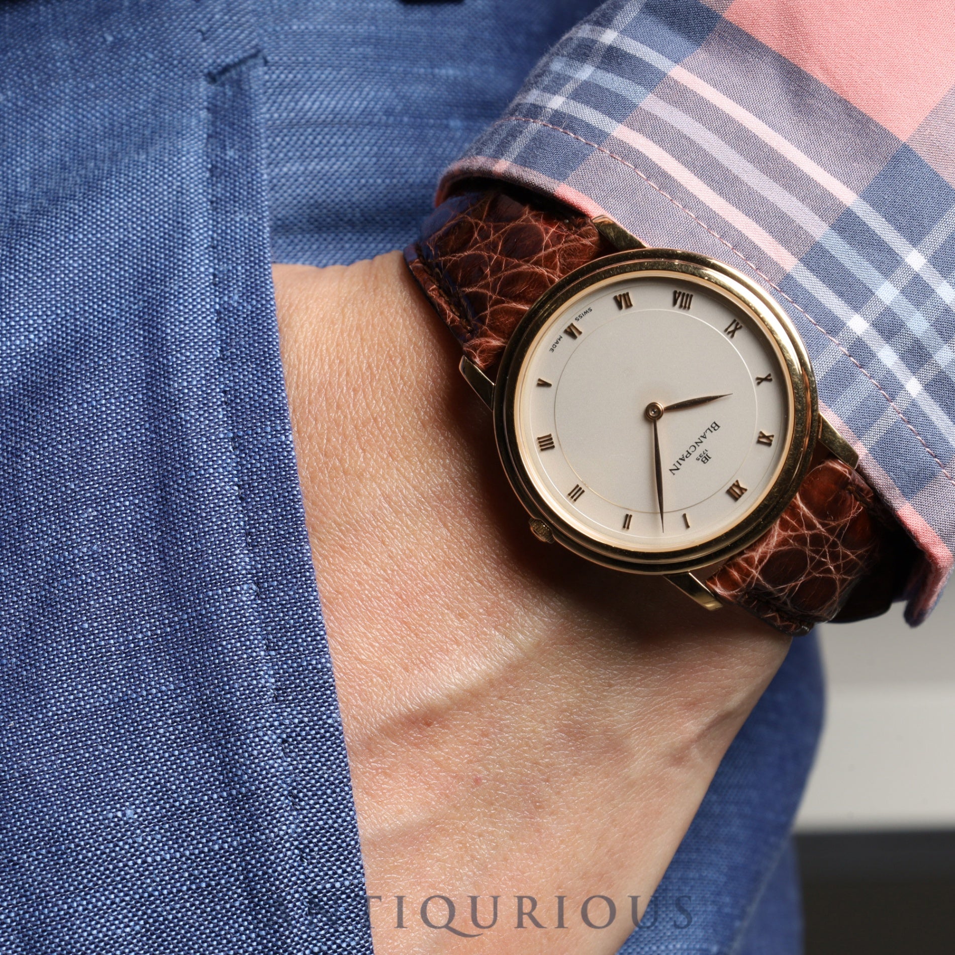 ブランパン ヴィルレ ウルトラスリム 0021-3318-55 手巻き Cal.21 750YG 純正革ベルト 純正尾錠(750YG)ホワイト文字盤