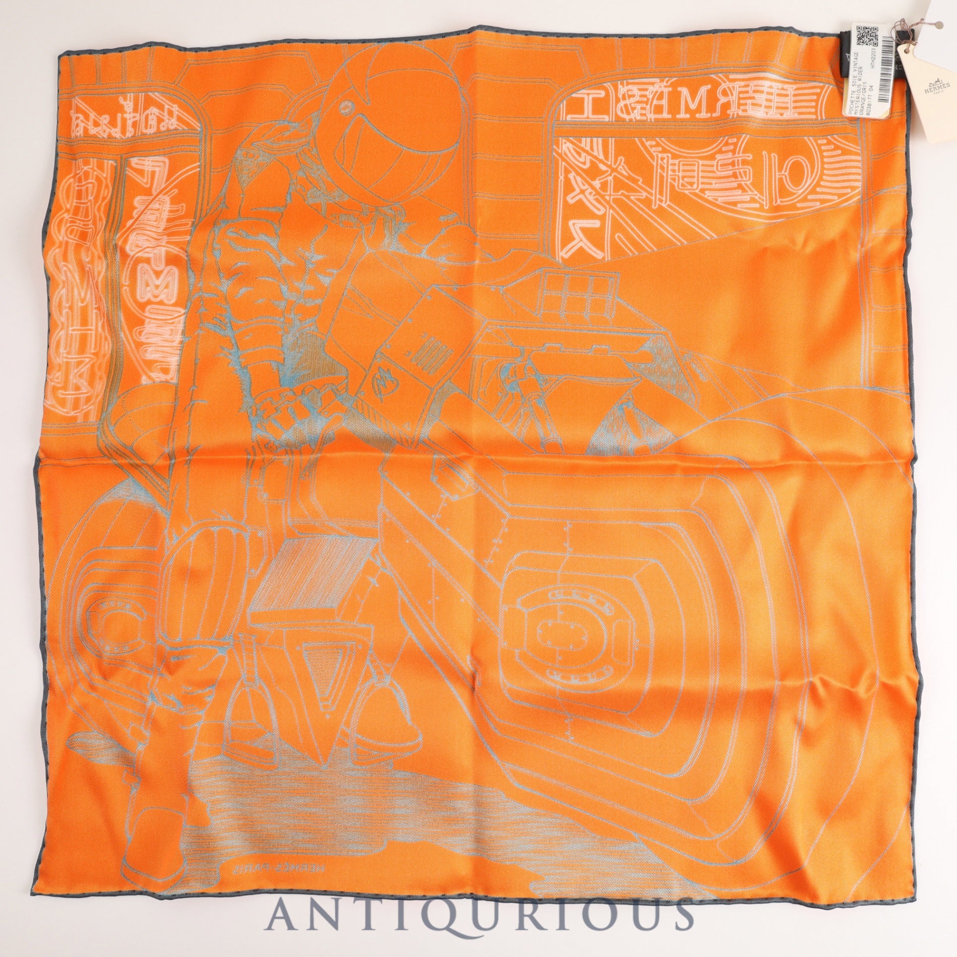 Hermes Scarf Carre 45 Mysterious Rider SILK100% Box Tag