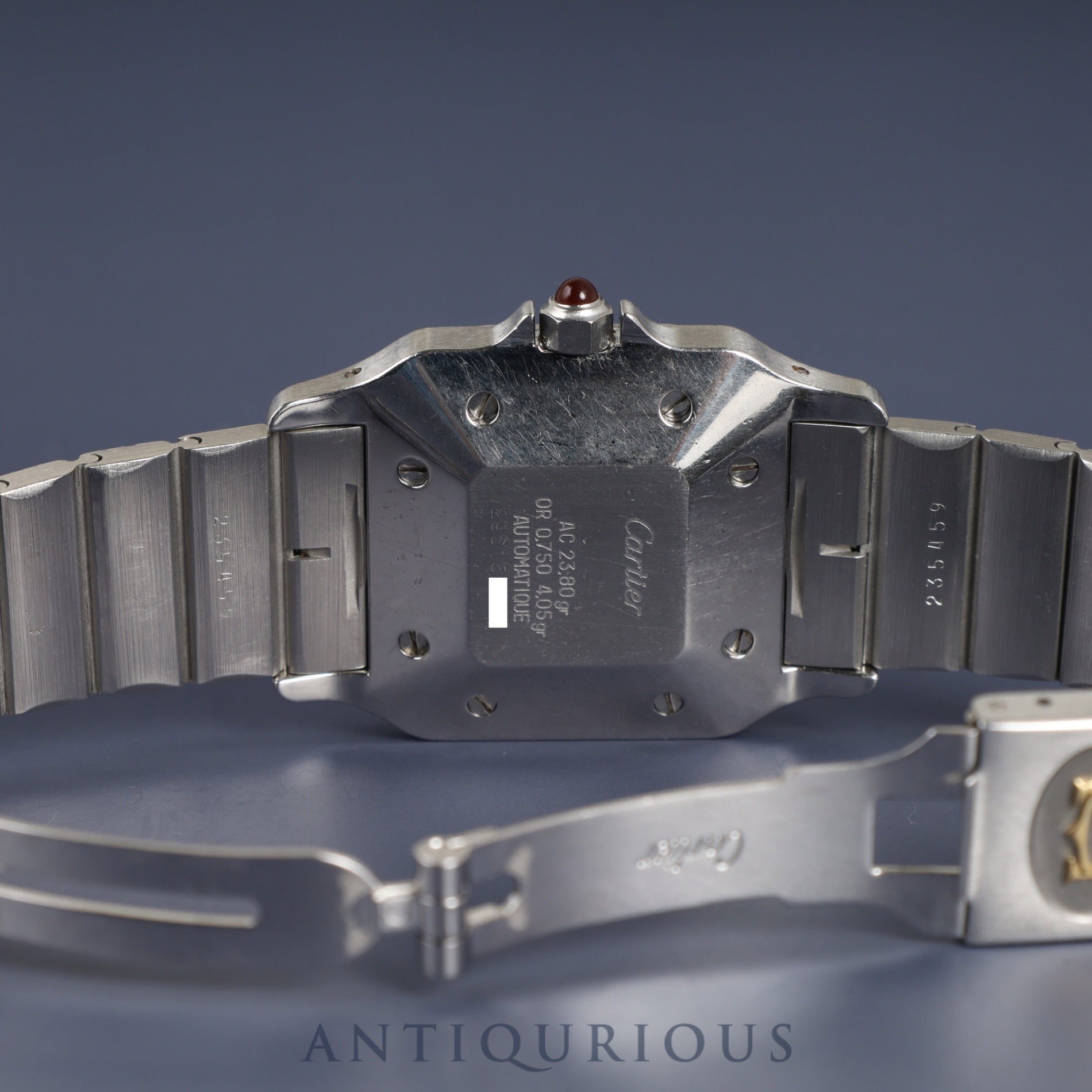 Cartier Santos Galbee LM 2961 Automatic Caliber 2671 Stainless Steel/Yellow Gold with Garnet and Bordeaux Dials, Overhauled