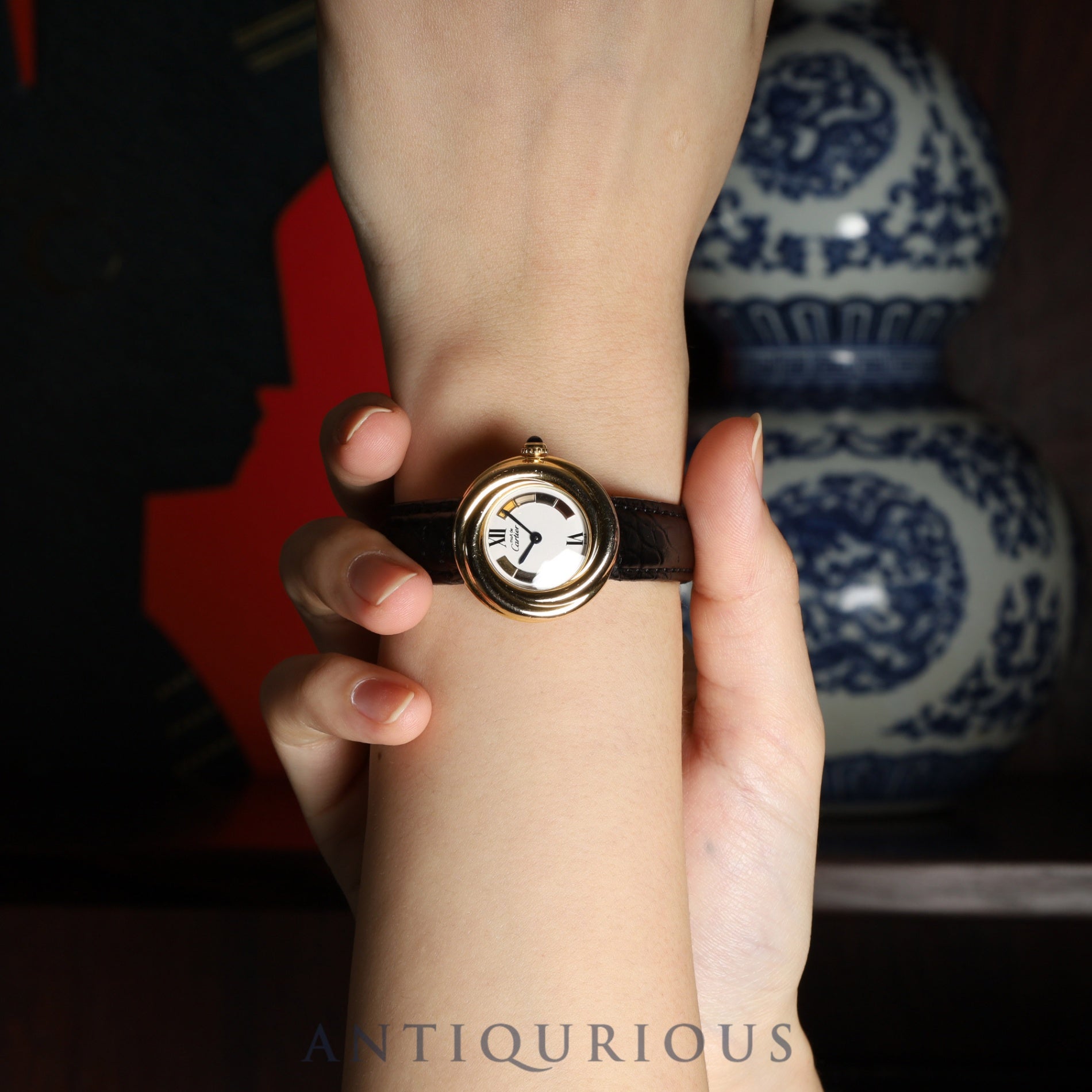 カルティエ マストトリニティ W1010644 / 2735 クォーツ Cal.- SV925 革 純正Dバックル(GP) トリニティ文字盤 箱 カルティエブティックにてコンプリートサービス済み
