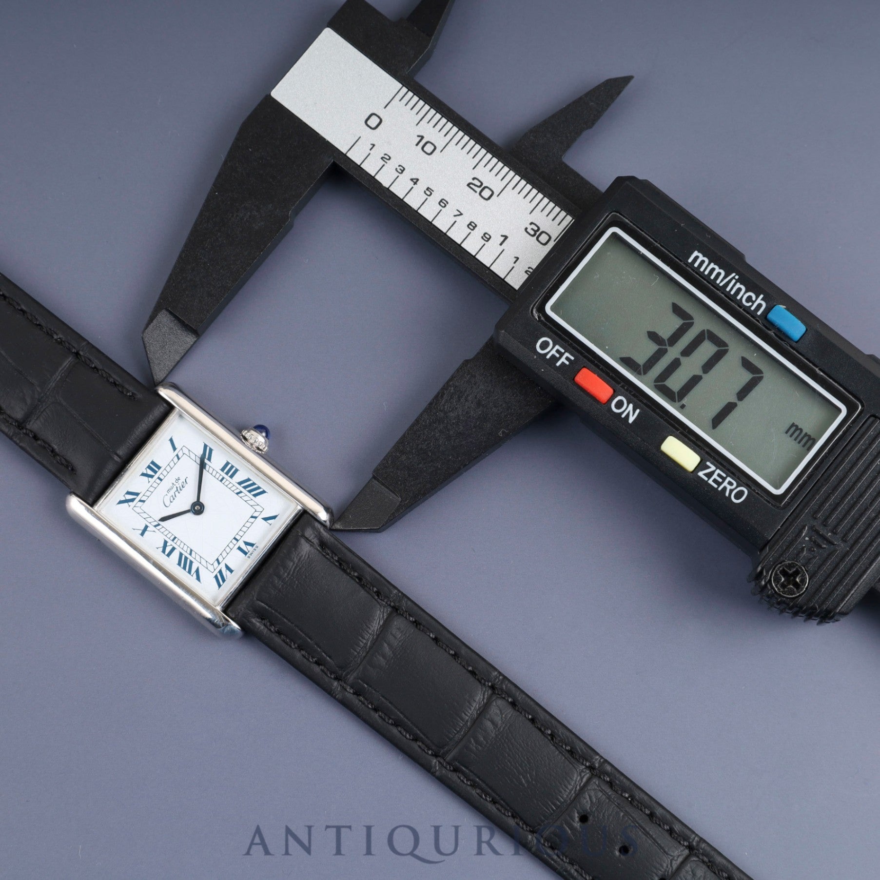 Cartier Must Tank LM 681006 Quartz Caliber 81 SV925 Leather Strap with Genuine Stainless Steel Buckle, White Roman Dial, Circa 1982-1995, Overhauled and Finished to Like New