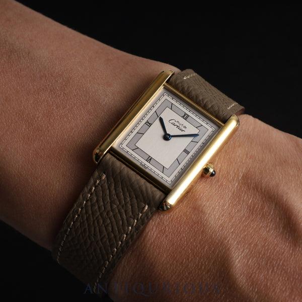 カルティエ マストタンク LM 6 81006 クォーツ Cal.81 SV925 革 純正尾錠(GP) シルバー飛びローマン文字盤 オーバーホール済み