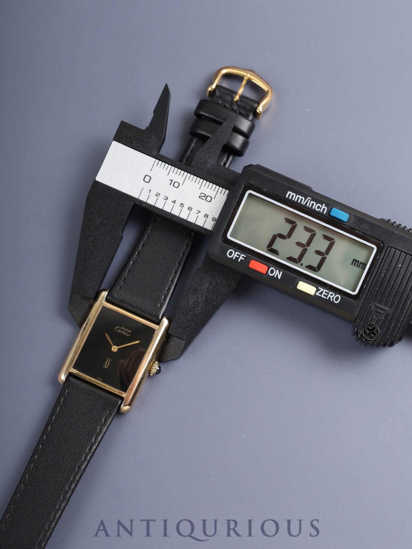 カルティエ マストタンク LM 手巻き Cal.78-1/ETA2512-1 SV925 革 純正尾錠(GP)オニキス文字盤(SWISS表記) オーバーホール済み