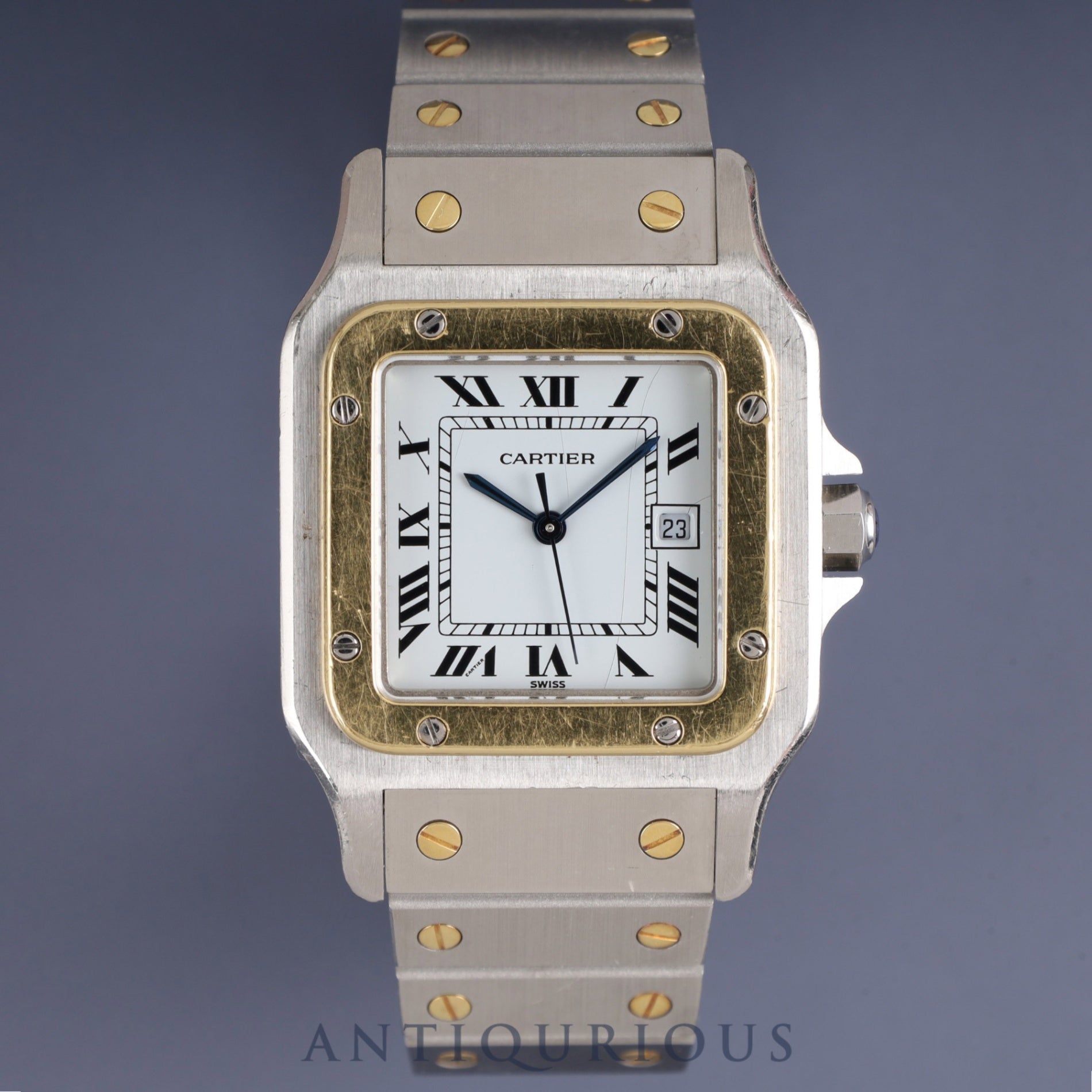 Cartier Santos Cale LM AC23.80GR OR0.750GR 4.05GR/2961 Automatic Caliber 2671 Stainless Steel/Yellow Gold White Roman Dial Overhauled
