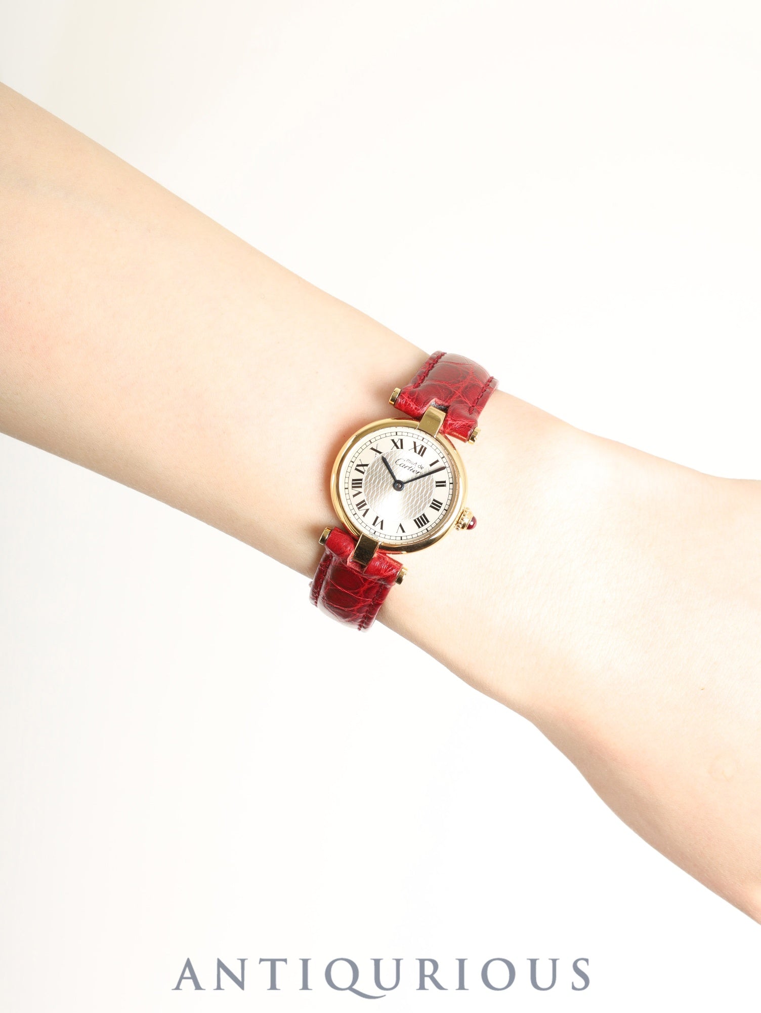 Cartier Must Vendôme VLC SM 150th Anniversary Model W1010395 Quartz Caliber 690 SV925 Leather Strap Genuine D-Clasp (GP) Silver Roman Dial Box Booklet Warranty Card Overhauled