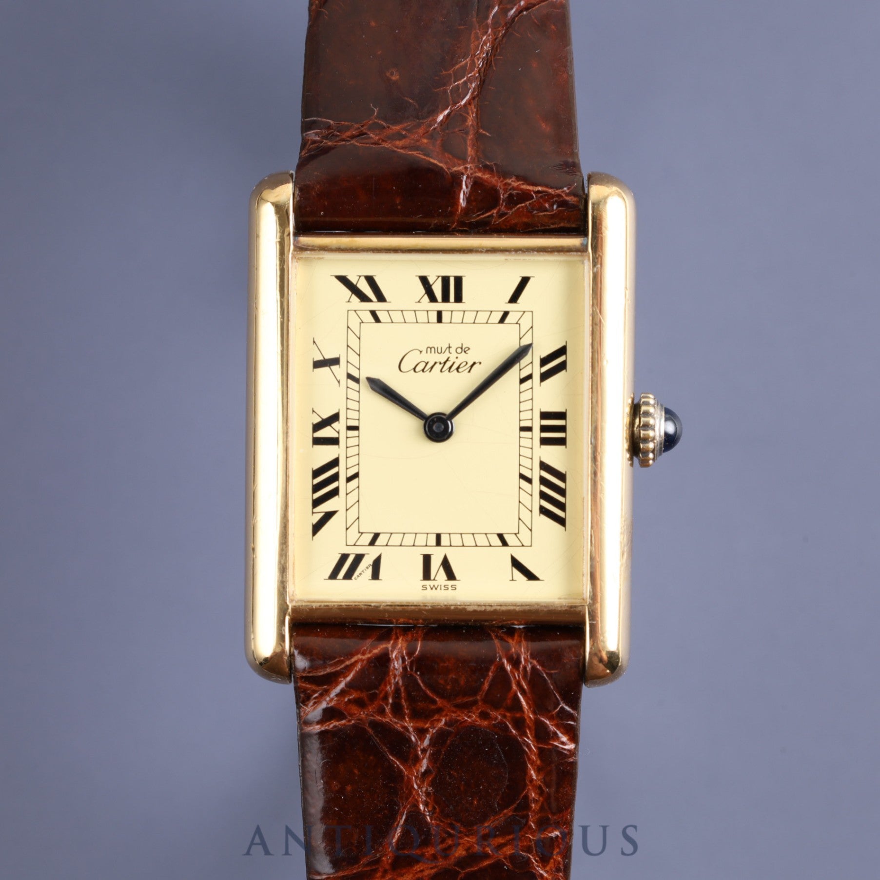 Cartier Must Tank LM Manual winding Cal.78-1 925 Leather Genuine buckle (GP) Ivory Roman dial Overhauled