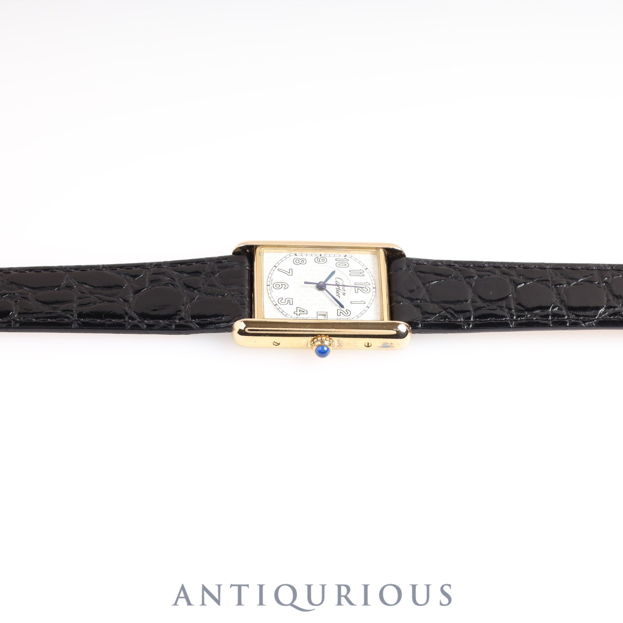 Cartier Must Tank GM (XL) Date W1013954 / 2413 Quartz Cal.87 Telephone Dial SV925 Leather Genuine Buckle (GP)