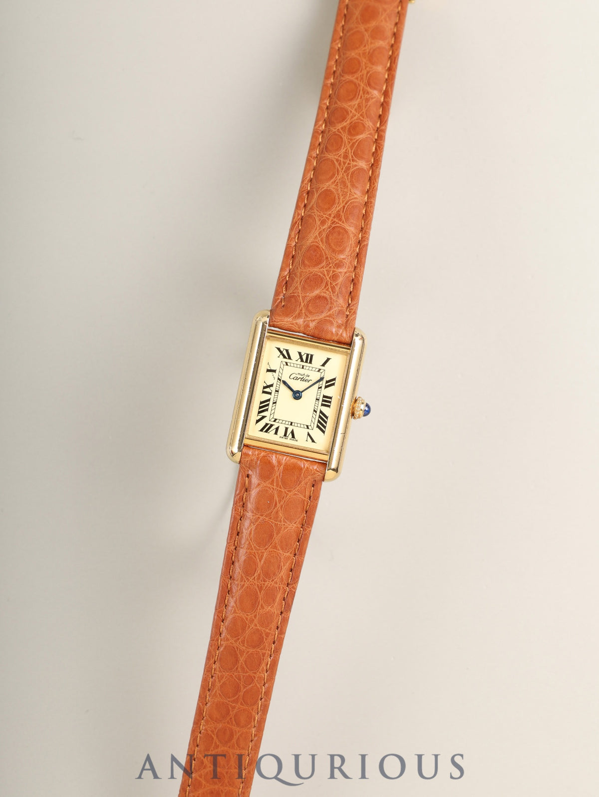 Cartier Must Tank MM W1017354 / 2415 Quartz Cal.057 SV925 Leather Genuine GP D-buckle Ivory Roman Dial (SWISS MADE) Overhauled