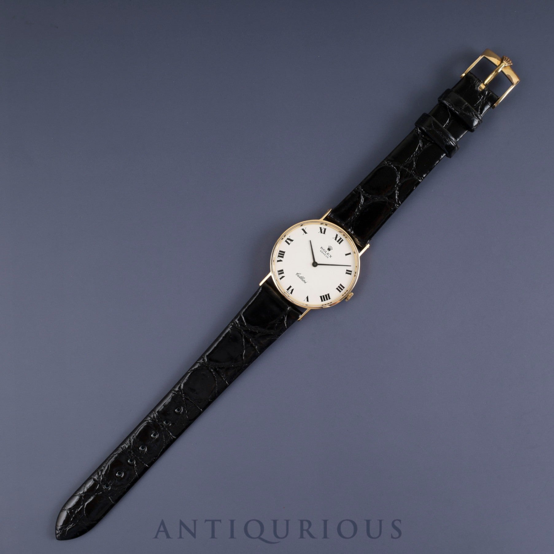 Rolex Cellini 3833 Manual winding Cal.1600 750 Leather Genuine buckle (GP) White Roman dial 1967 (23rd series) Overhauled