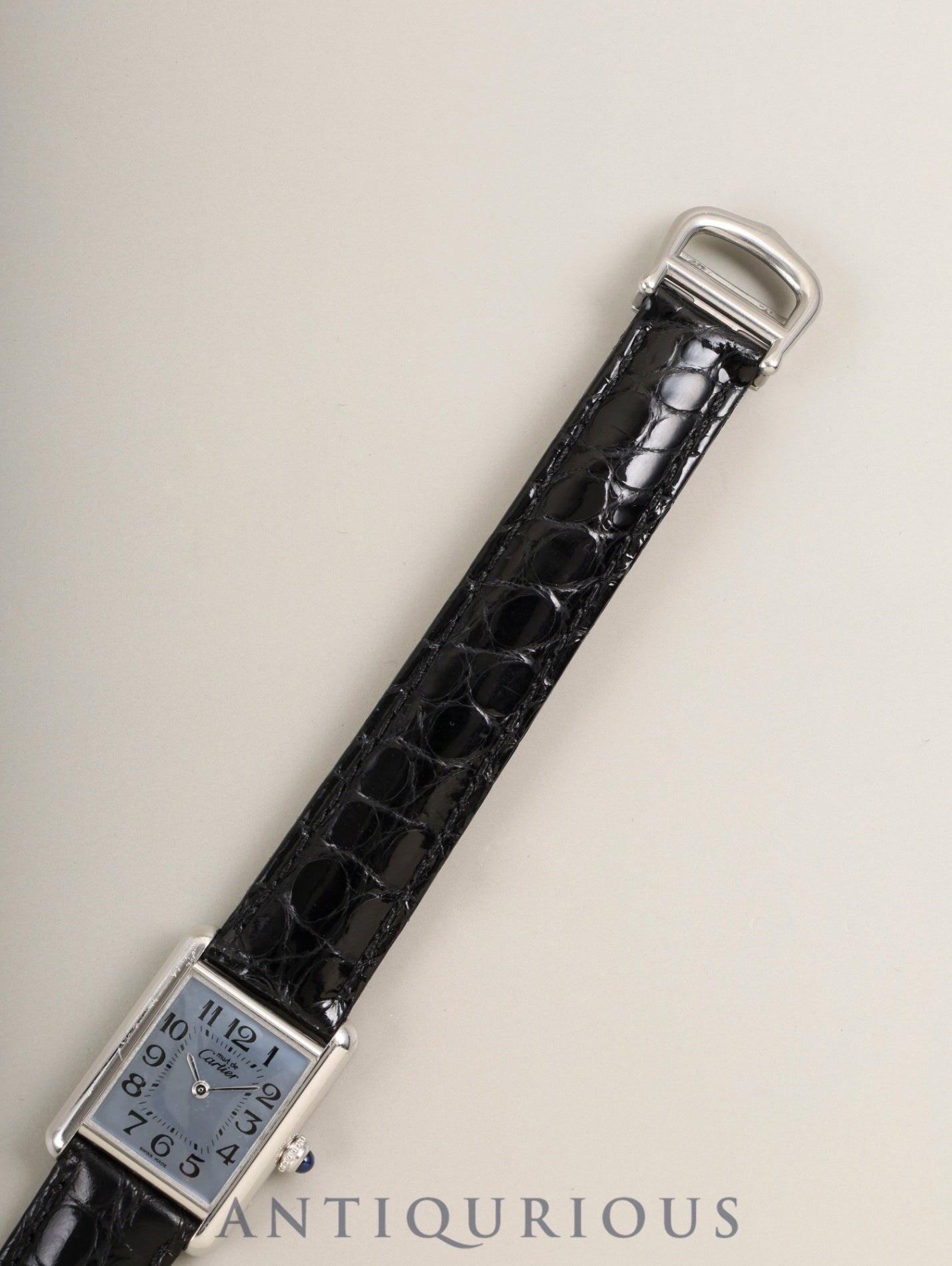 カルティエ マストタンク MM W1015655 / 2415 クォーツ Cal.057 SV925 革 純正Dバックル(SS)ブルーシェルアラビア文字盤(SWISS MADE表記) 冊子 オーバーホール済み