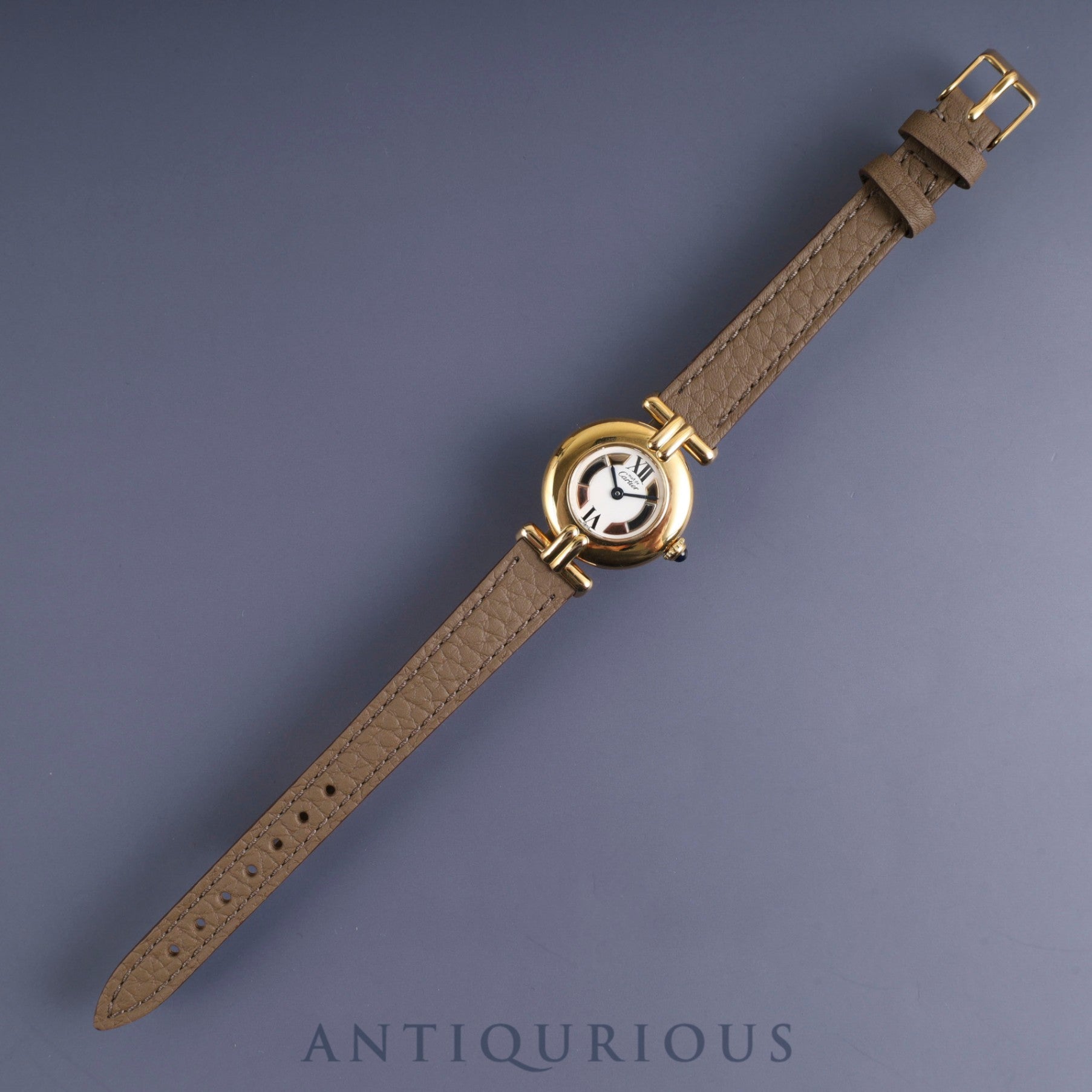 Cartier Must Colisee W1006654 / 590002 Quartz Cal.90.06 SV925 Leather Third party buckle (GP) Trinity dial Box Warranty (1995) Overhauled