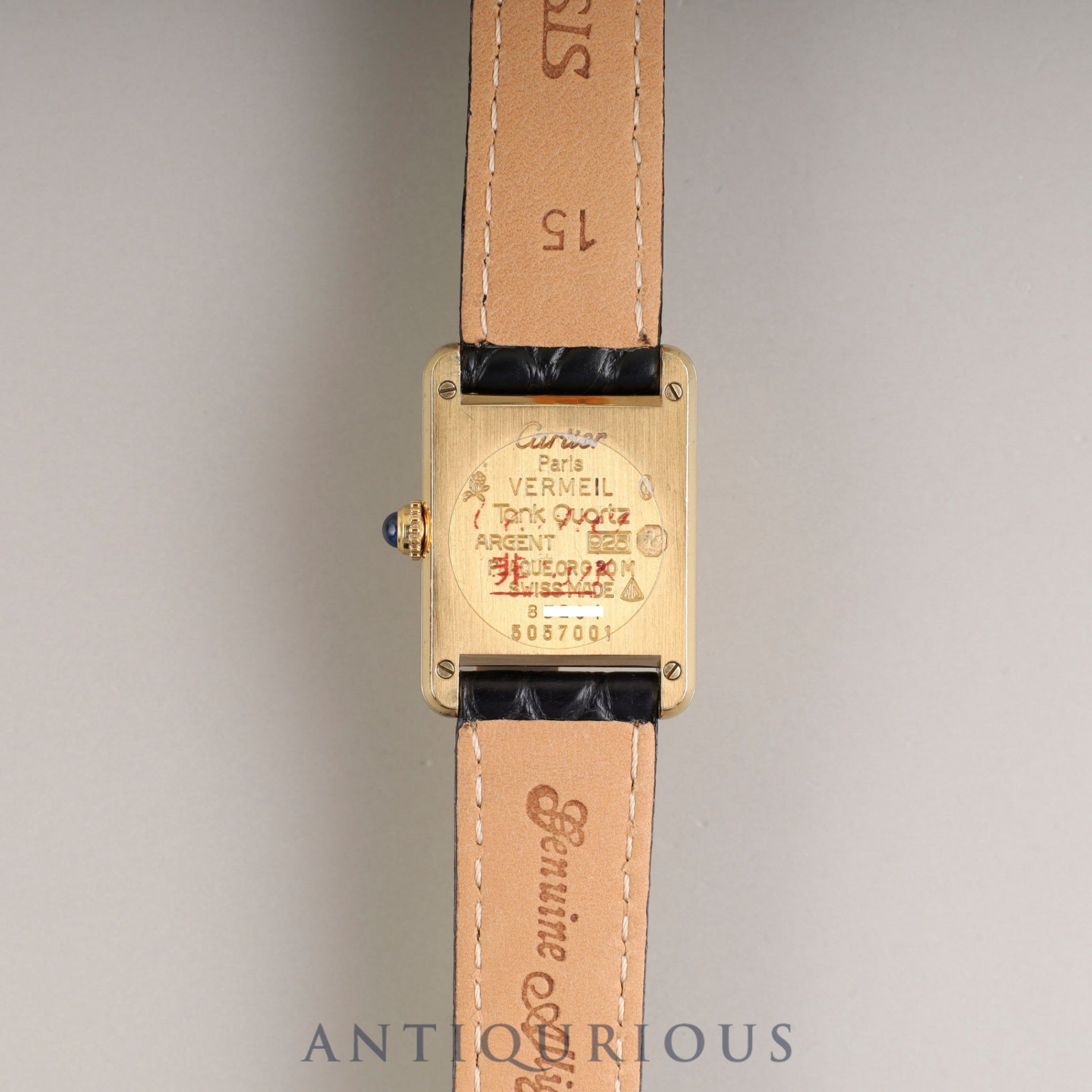 カルティエ マストタンク SM 5057001 クォーツ Cal.057 SV925 革 純正Dバックル(GP) オパラン文字盤 1982年頃~1995年頃 箱 オーバーホール済み