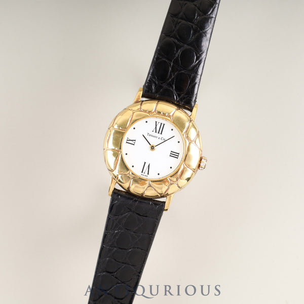 ティファニー ラウンド クォーツ Cal.6.20 18KT 革 純正尾錠(18K) ホワイトローマン文字盤 オーバーホール済み