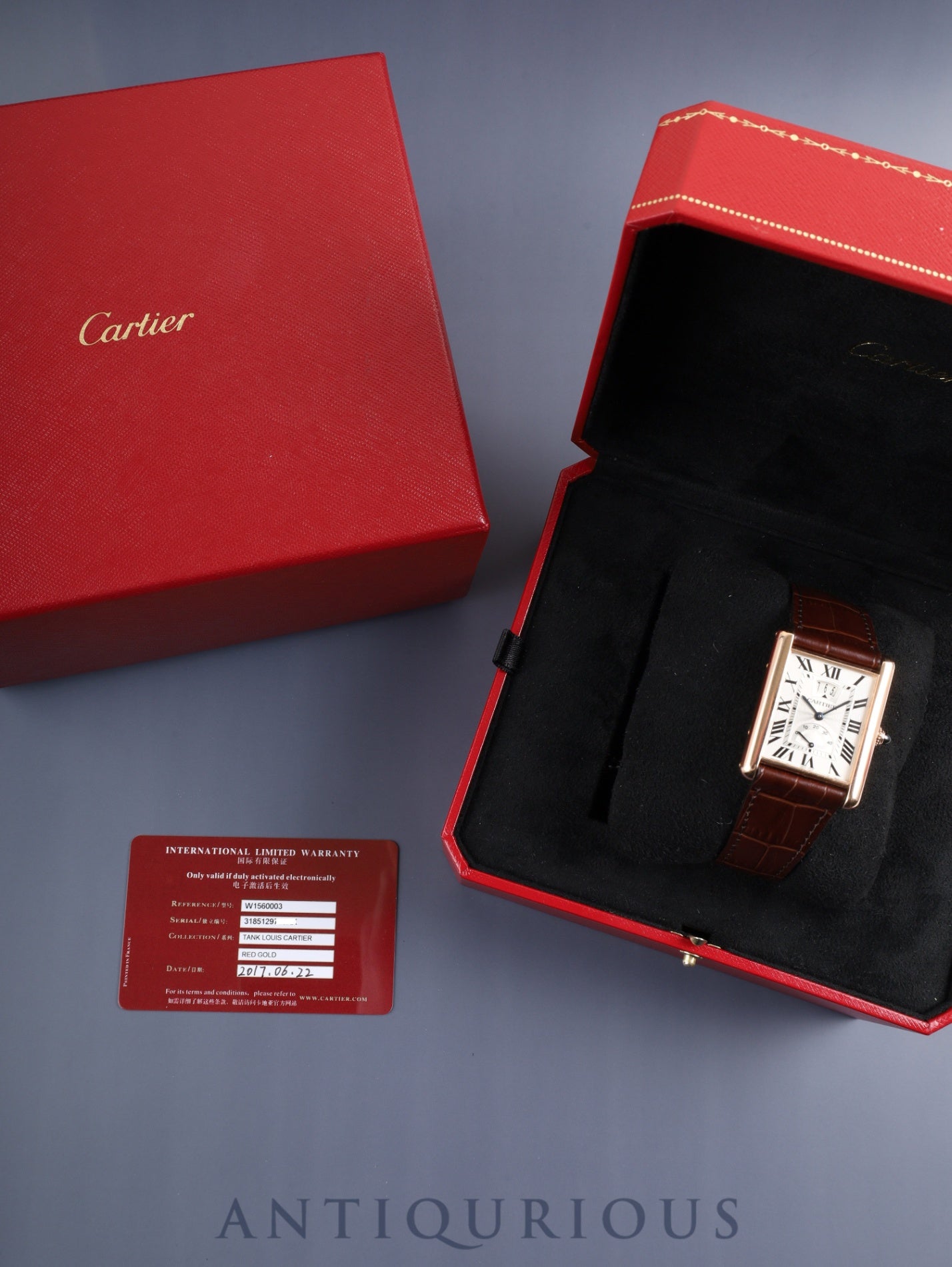 カルティエ タンクルイカルティエ XL W1560003 / 3185 自動巻き Cal.9753MC AU750 革 純正Dバックル(AU750)シルバーギョーシェ文字盤 箱 保証書(2017年) オーバーホール済み