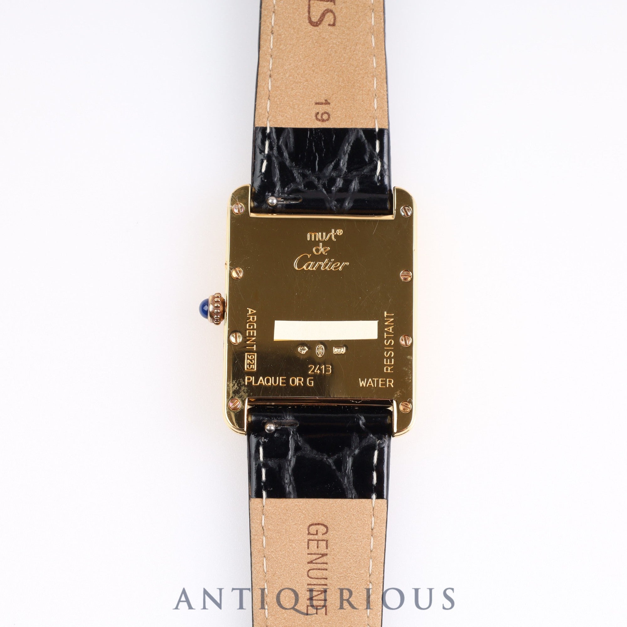 Cartier Must Tank GM (XL) Date QZ W1017454 / 2413 925 Leather Ivory Roman Dial