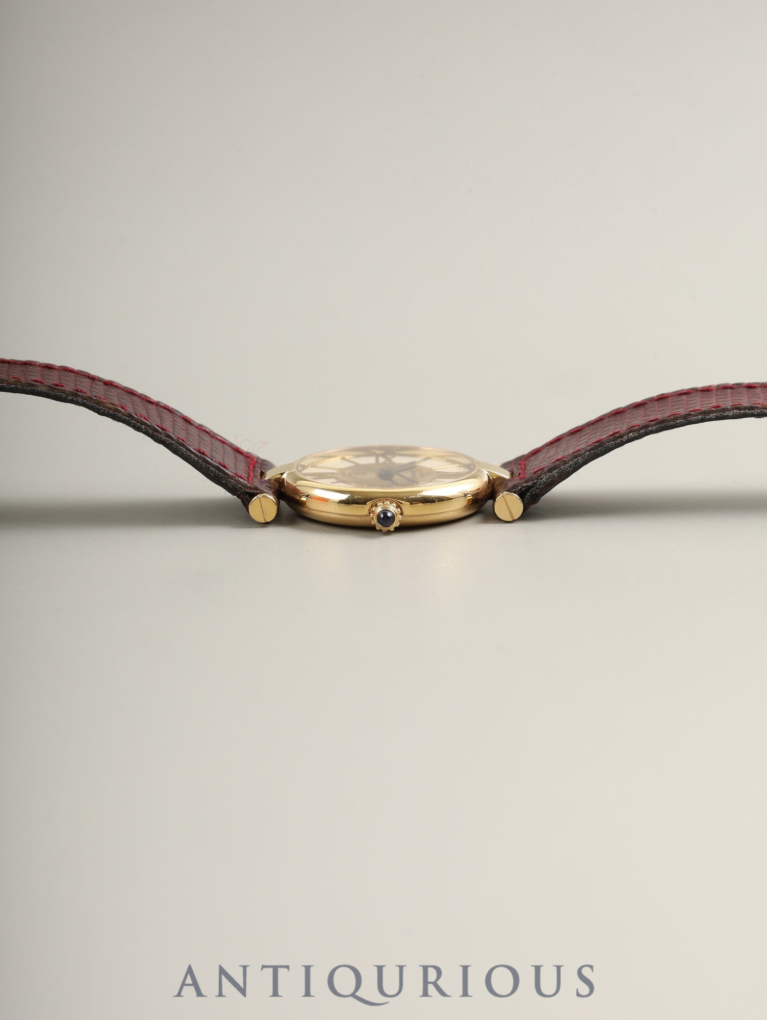 カルティエ マスト ヴァンドーム VLC SM 18 クォーツ SV925 革 純正尾錠(GP)アイボリークロワゾネ文字盤 カルティエブティックにてコンプリートサービス(フルメンテナンス)済み