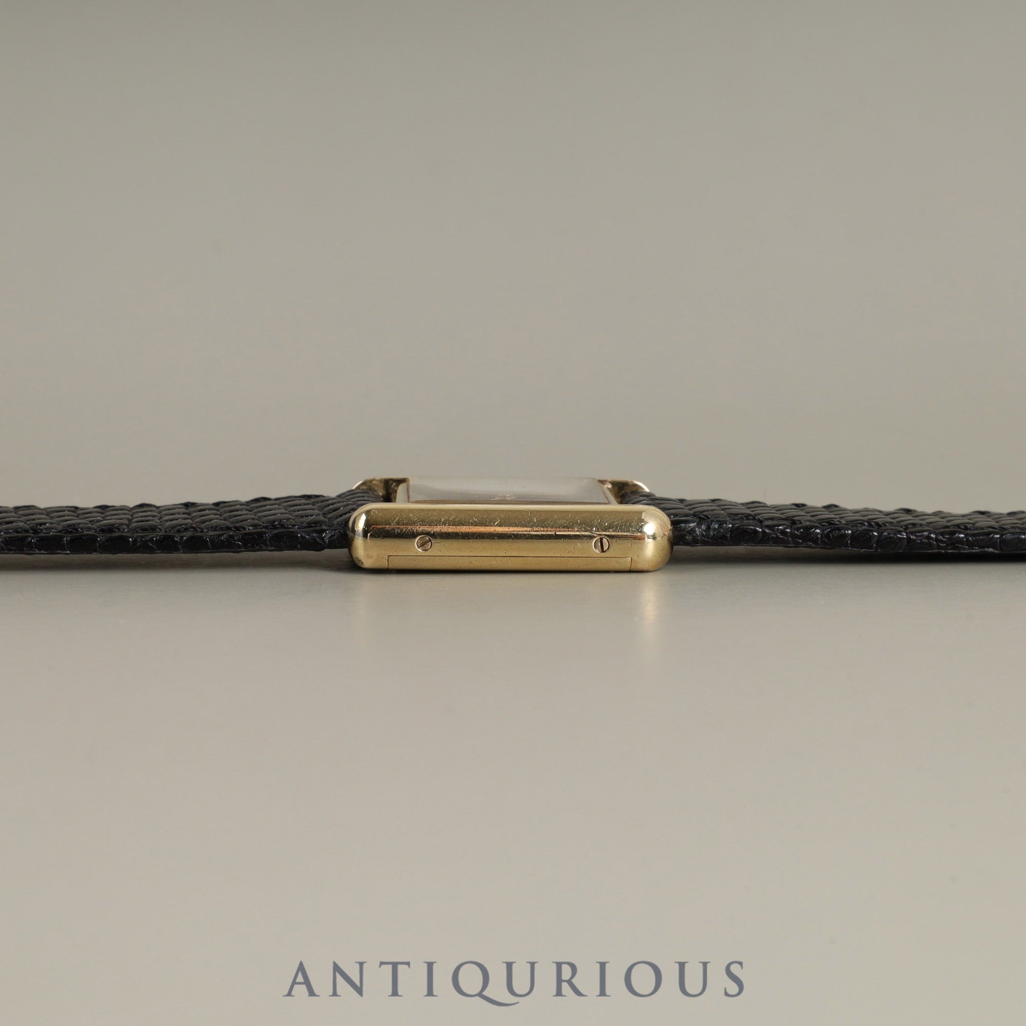 Cartier Must Tank SM Manual Winding Caliber - SV925 Leather Strap with Genuine GP Buckle, Onyx Dial (SWISS Marking), Circa 1976-1981, Overhauled