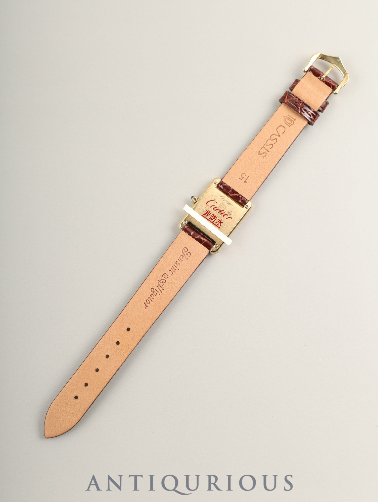 カルティエ マストタンク SM 366001 クォーツ SV925 革 純正ピンバックル(GP)ガーネットダイアル・ボルドー文字盤(SWISS表記)カルティエブティックにてコンプリートサービス(フルメンテナンス)済み
