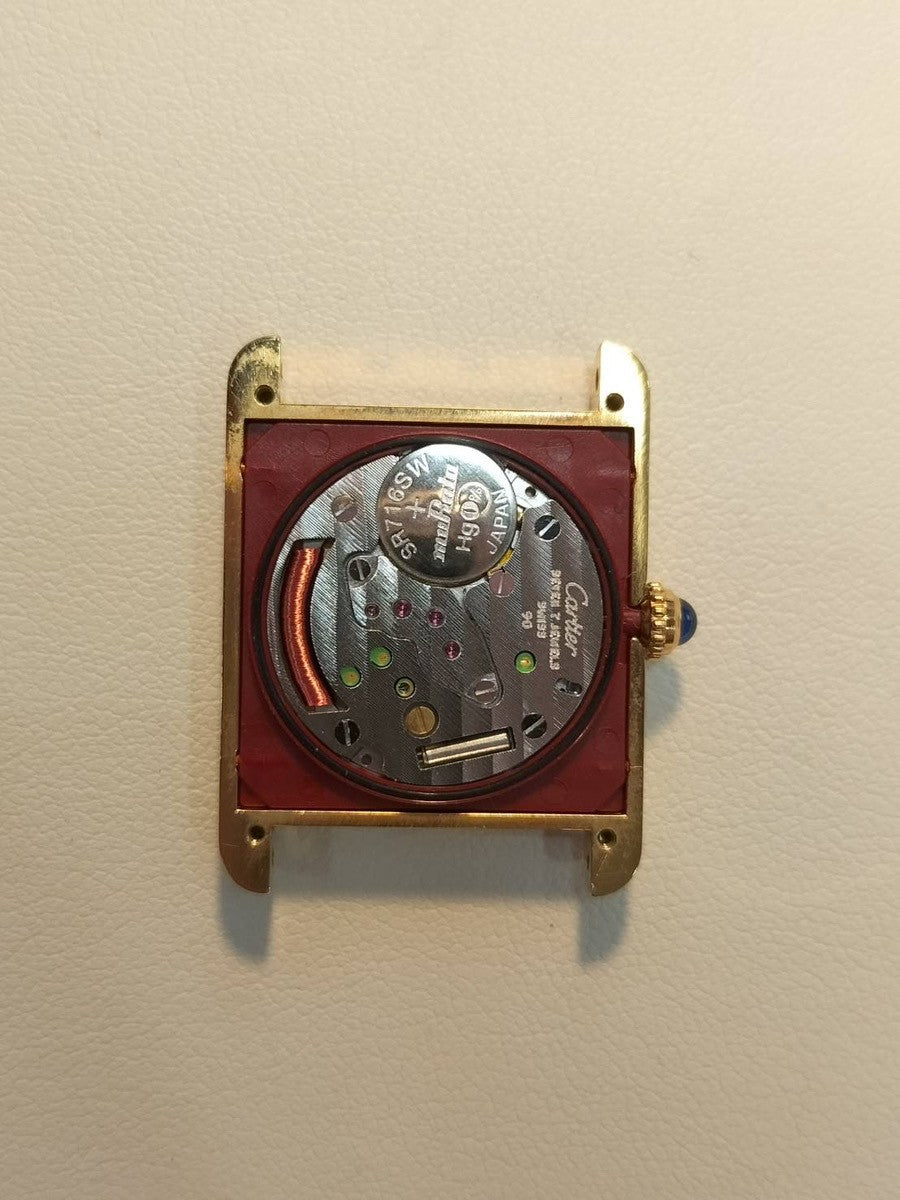 カルティエ マストタンク LM 590005 クォーツ Cal.90 SV925 革 純正尾錠(GP) アイボリーローマン文字盤 オーバーホール済み