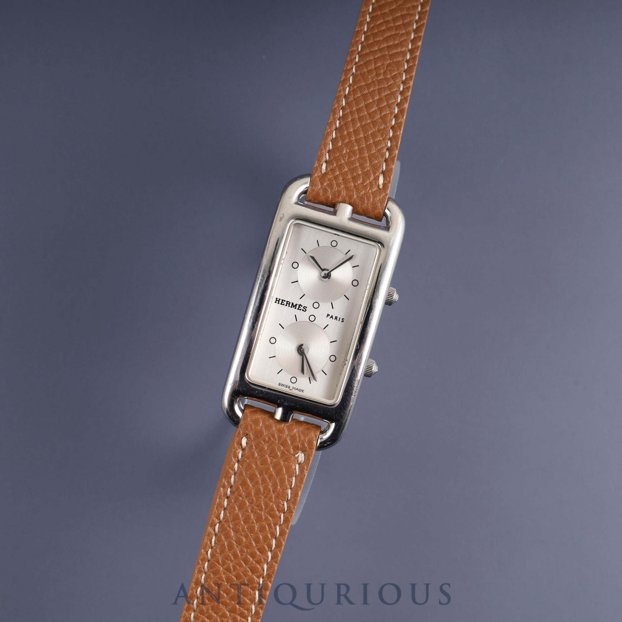 Hermes Cape Cod Dezone CC3-210 Quartz Cal.E01001 SS Leather Genuine Buckle (SS) Silver Dial Overhauled