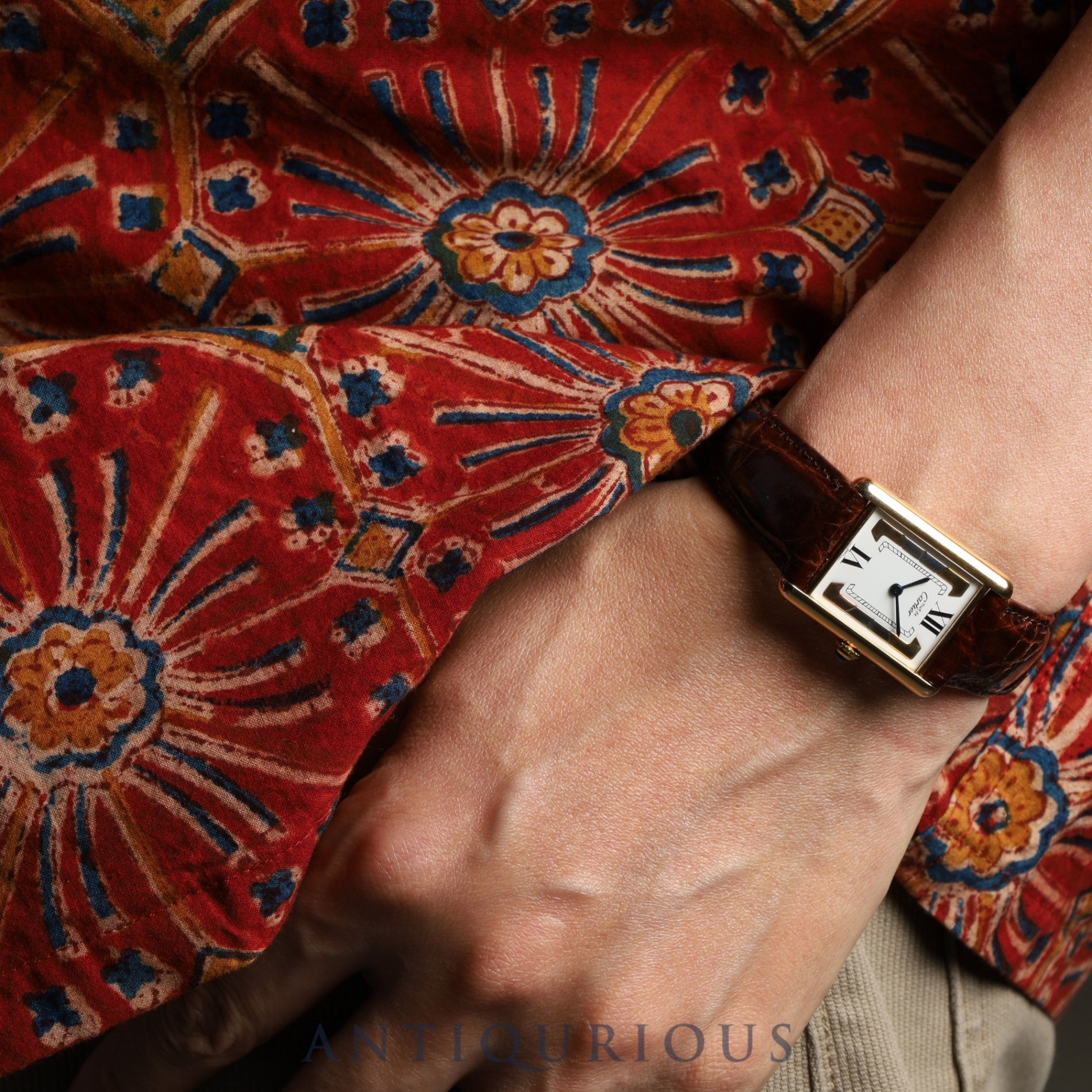 カルティエ マストタンク LM 590005 クォーツ Cal.90 SV925 革 純正尾錠(GP)サイドトリニティ文字盤 オーバーホール済み