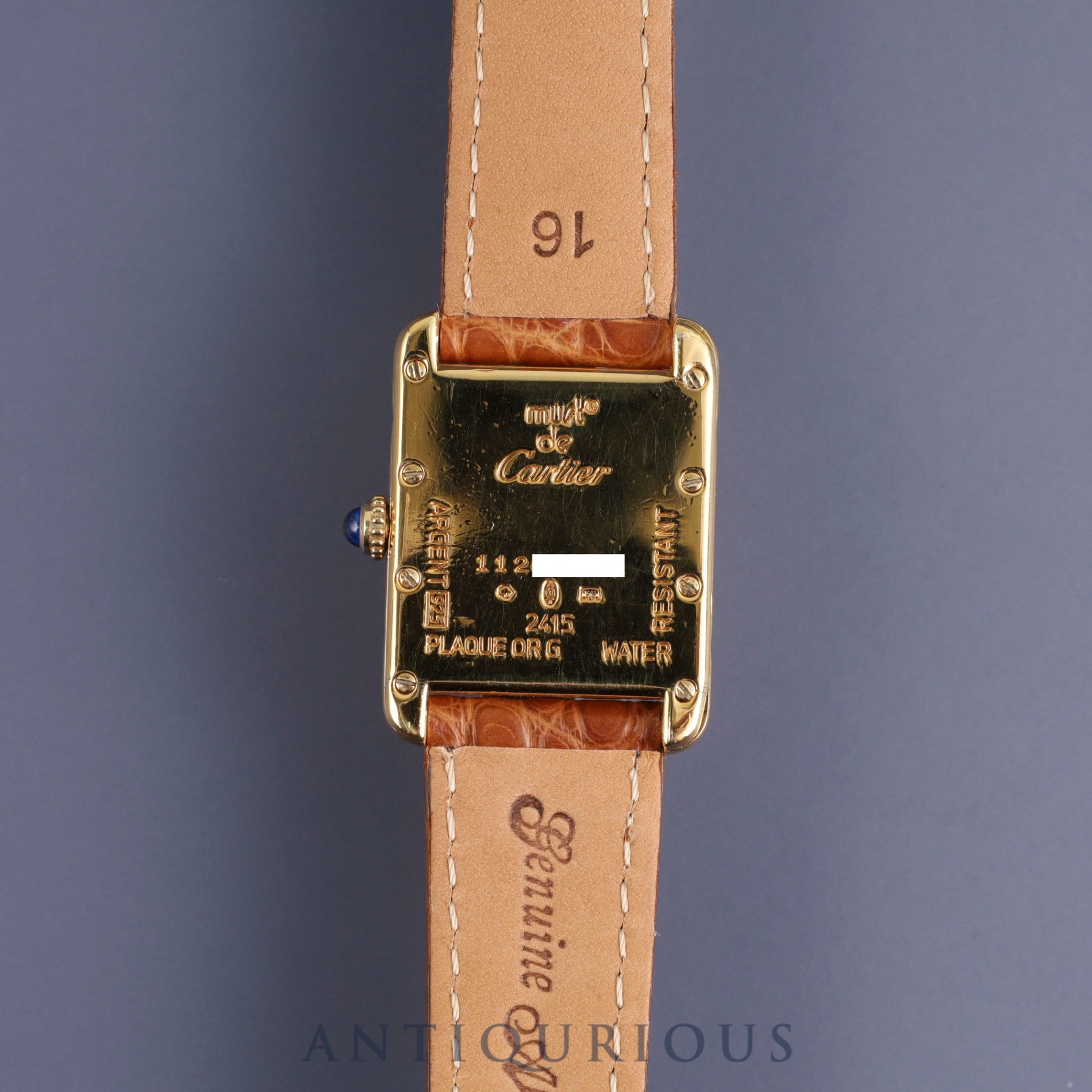 Cartier Must Tank MM 2415 Quartz Cal.057 SV925 Leather Genuine D Buckle (GP) Ivory Roman Dial Overhauled and Finished to Like New
