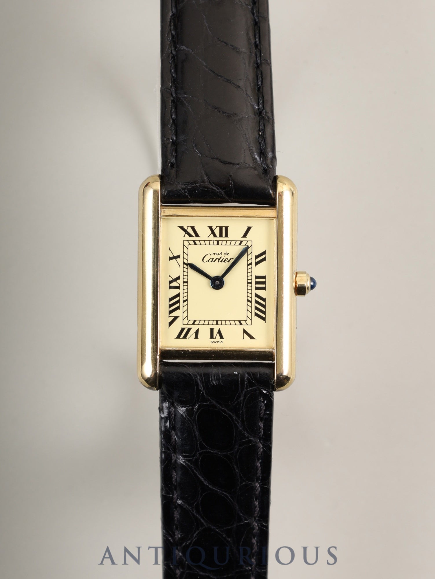 カルティエ マストタンク SM 366001 クォーツ Cal.66 SV925 革 純正Dバックル(GP) アイボリーローマン文字盤 オーバーホール済み