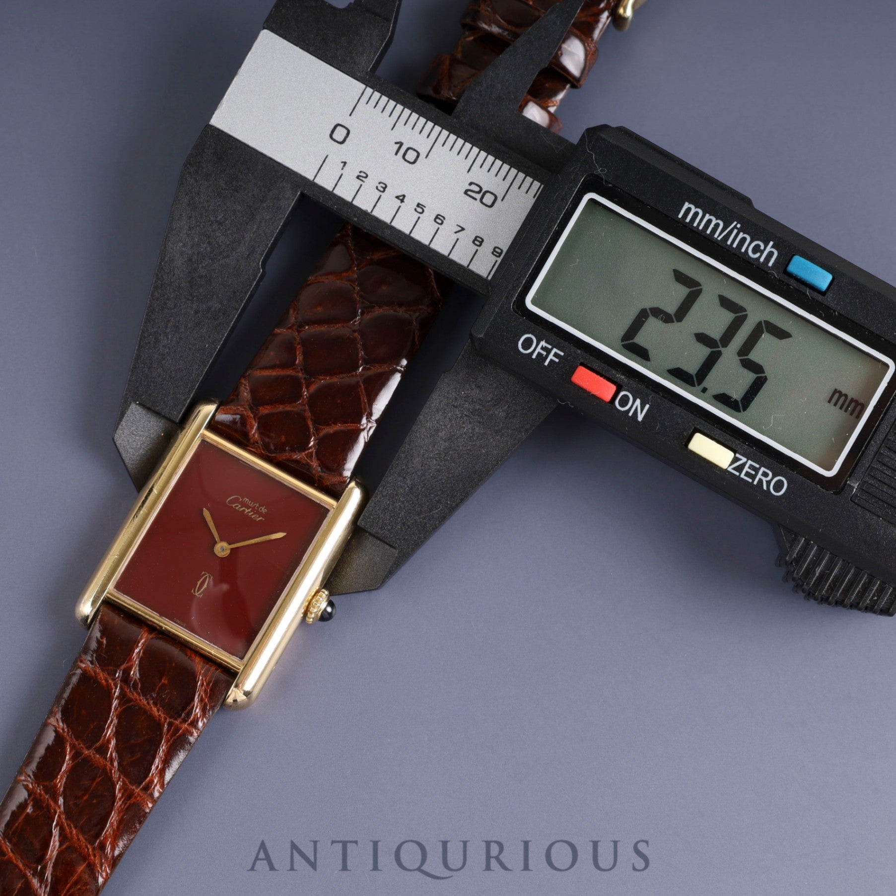 カルティエ マストタンク LM 手巻き Cal.78-1 SV925 革 純正尾錠(GP) ガーネットダイアル ボルドー文字盤オーバーホール済み