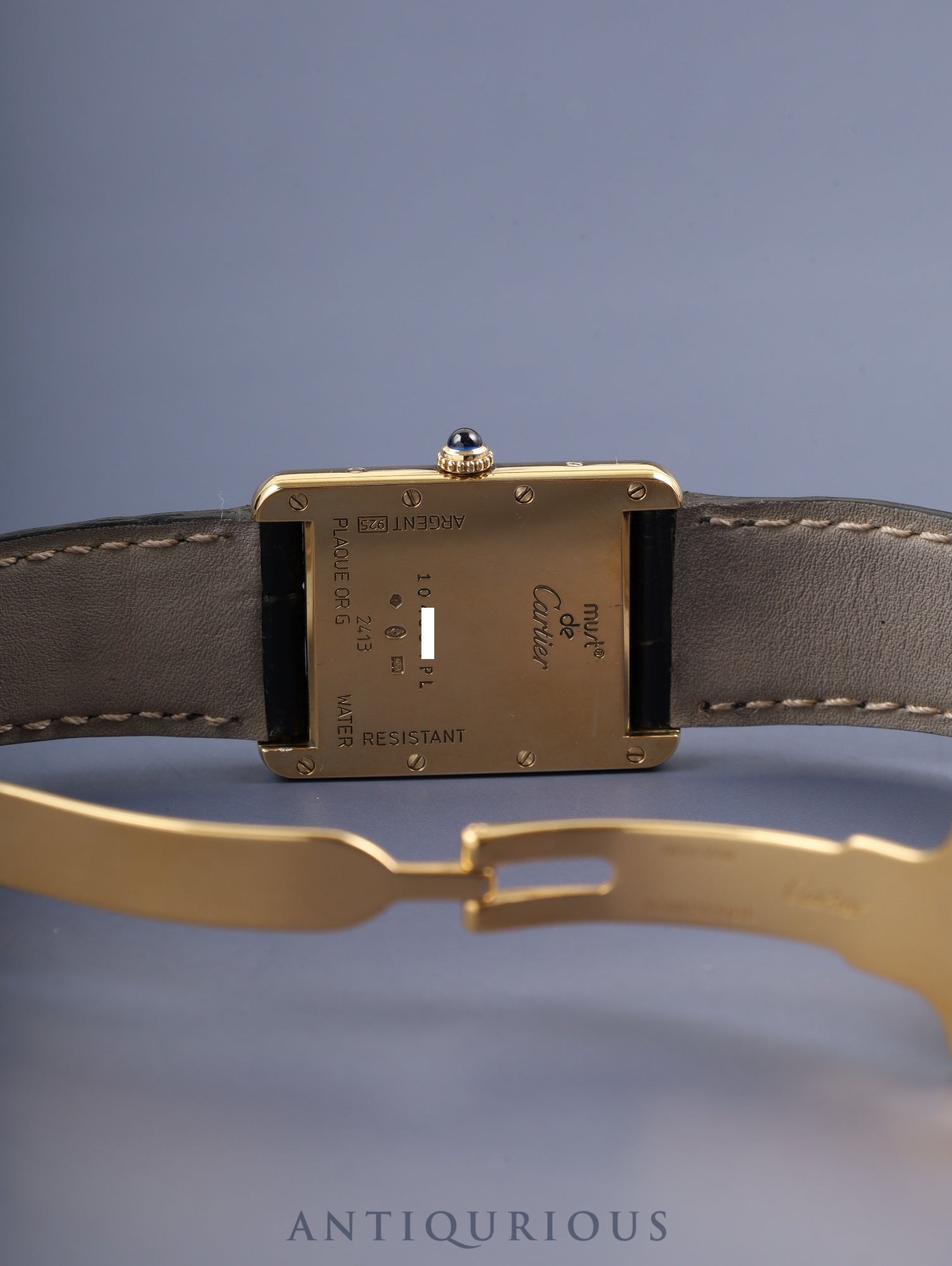 カルティエ マストタンク GM(XL) W1017454 / 2413 クォーツ Cal.687 SV925 革 純正Dバックル(GP) アイボリーローマン文字盤 オーバーホール済み