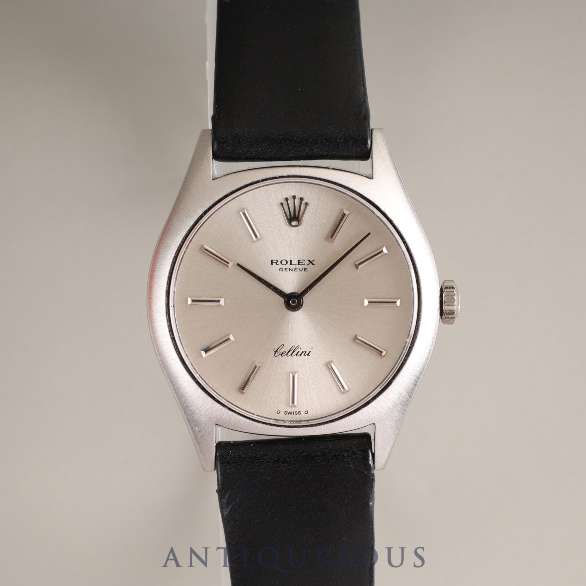 ロレックス チェリーニ 3800 手巻き Cal.1600 750 純正革ベルト 純正尾錠(SS) シルバー文字盤 箱 保証書(1971年) タグ オーバーホール済み