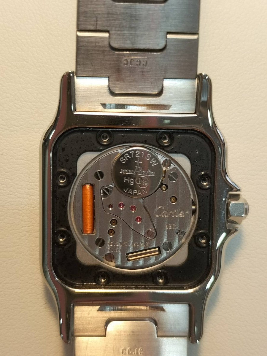 カルティエ サントス ガルベ LM W20060D6 / 1564 クォーツ Cal.687 SS SS ホワイトローマン文字盤 修理証明書(2024年)オーバーホール済み カルティエブティックにてアフターサービス済み