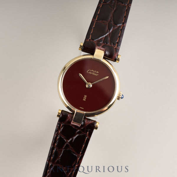 Cartier Must Vendome VLC SM Quartz Cal.81 SV925 Leather Genuine Buckle (GP) Garnet Dial Bordeaux Dial 24mm Genuine Replacement Strap Overhauled