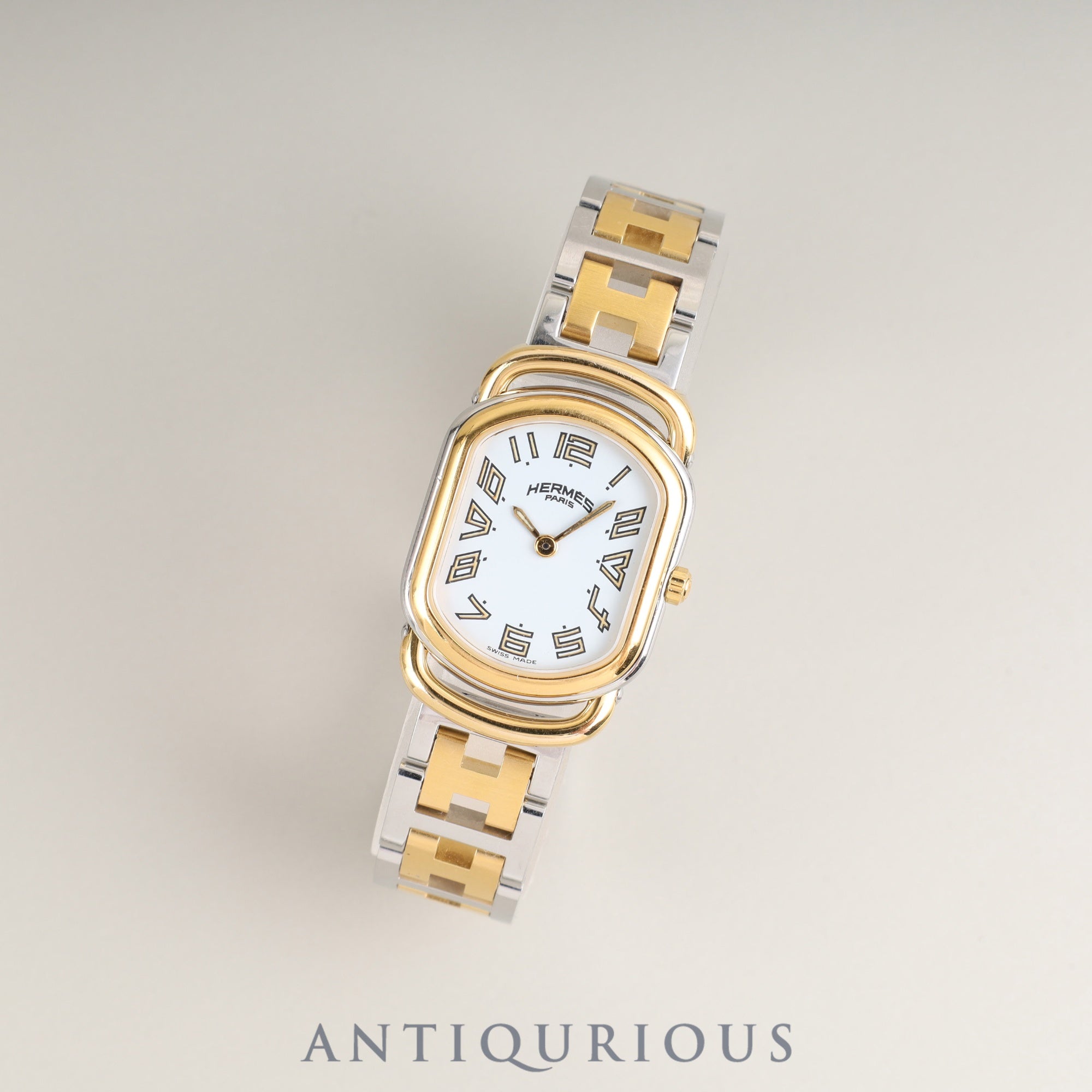Hermes Rally RA1.240 Quartz Cal.976.001 SS/GP SS/GP White Dial Overhauled