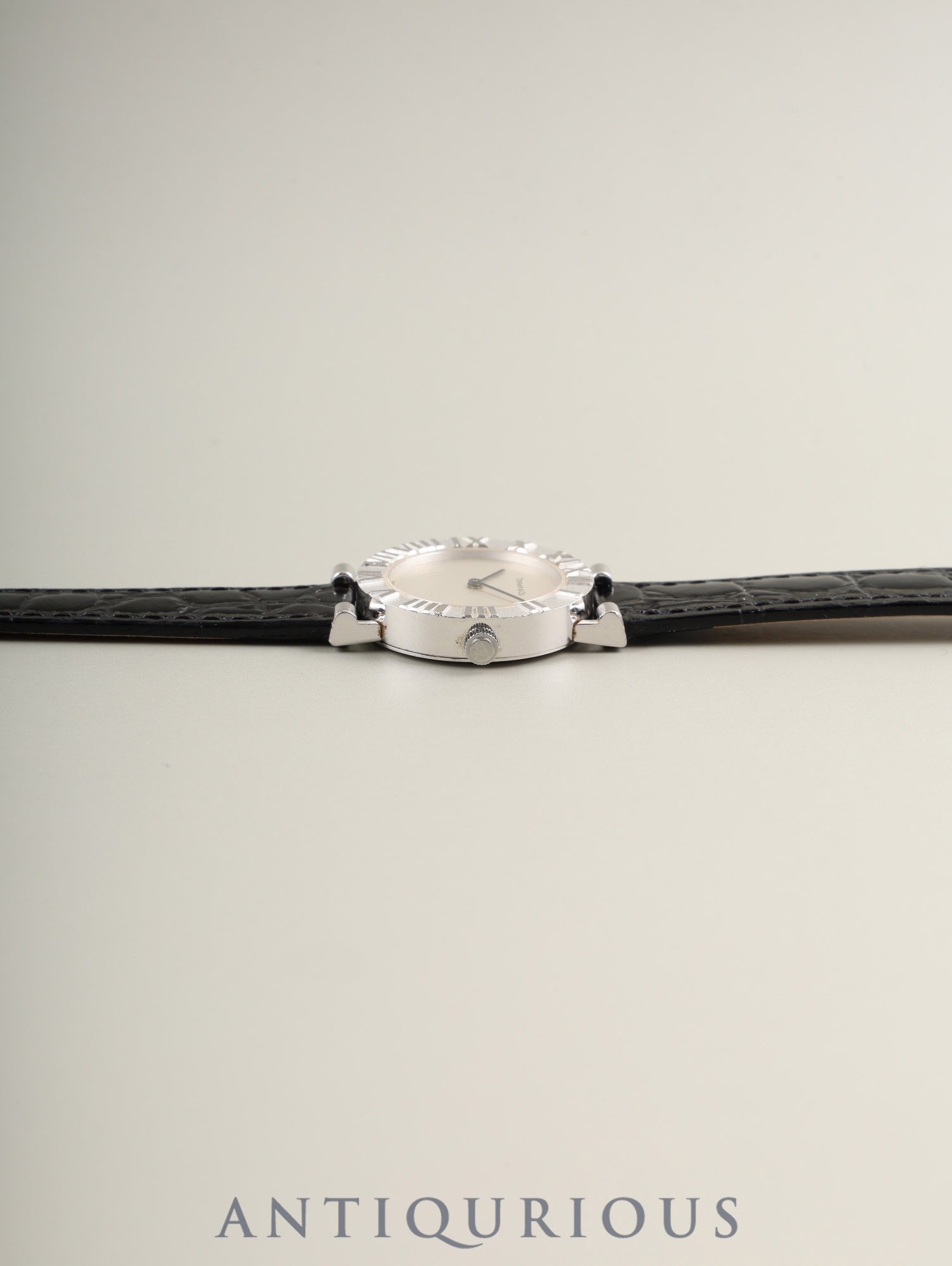 Tiffany Atlas SV Case L0640 Quartz Caliber 976.001 SV925 Leather Strap with Genuine Stainless Steel Buckle, Silver Dial, Overhauled
