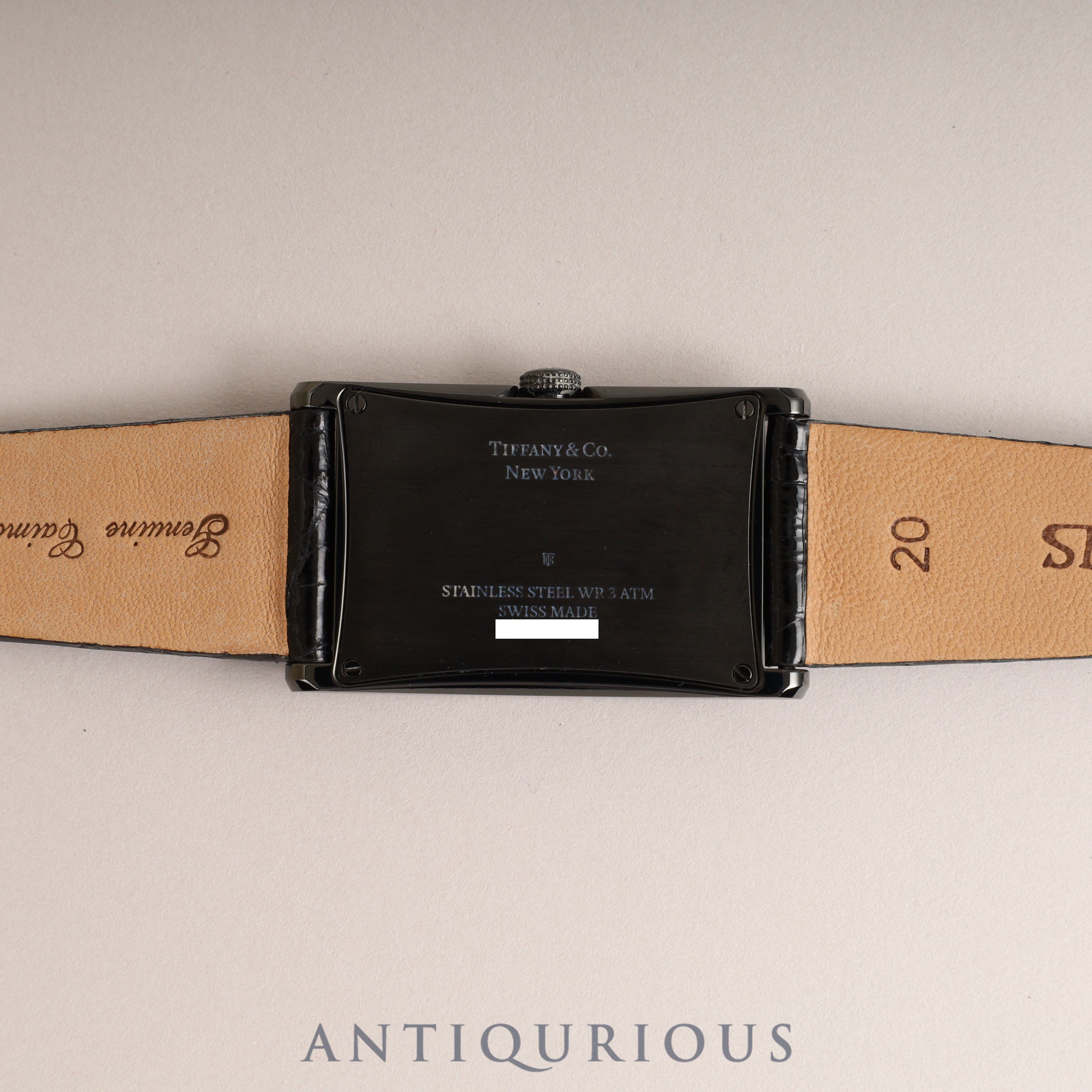 Tiffany East West 37447129 Quartz SS Leather Genuine Buckle (SS) Black Arabic Dial Box Instruction Manual
