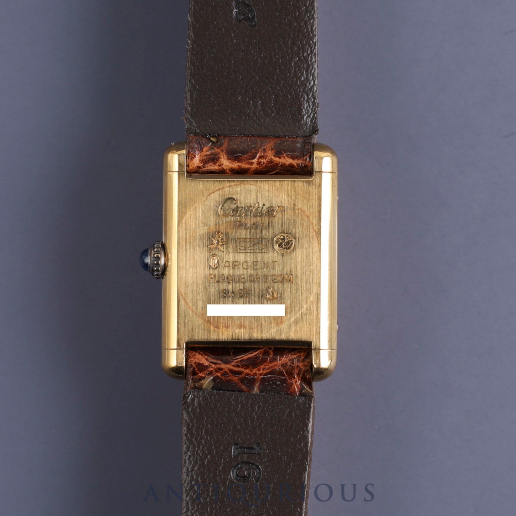 Cartier Must Tank SM Manual winding Cal.78-1 SV925 Leather Genuine buckle (GP) Ivory Roman dial Overhauled