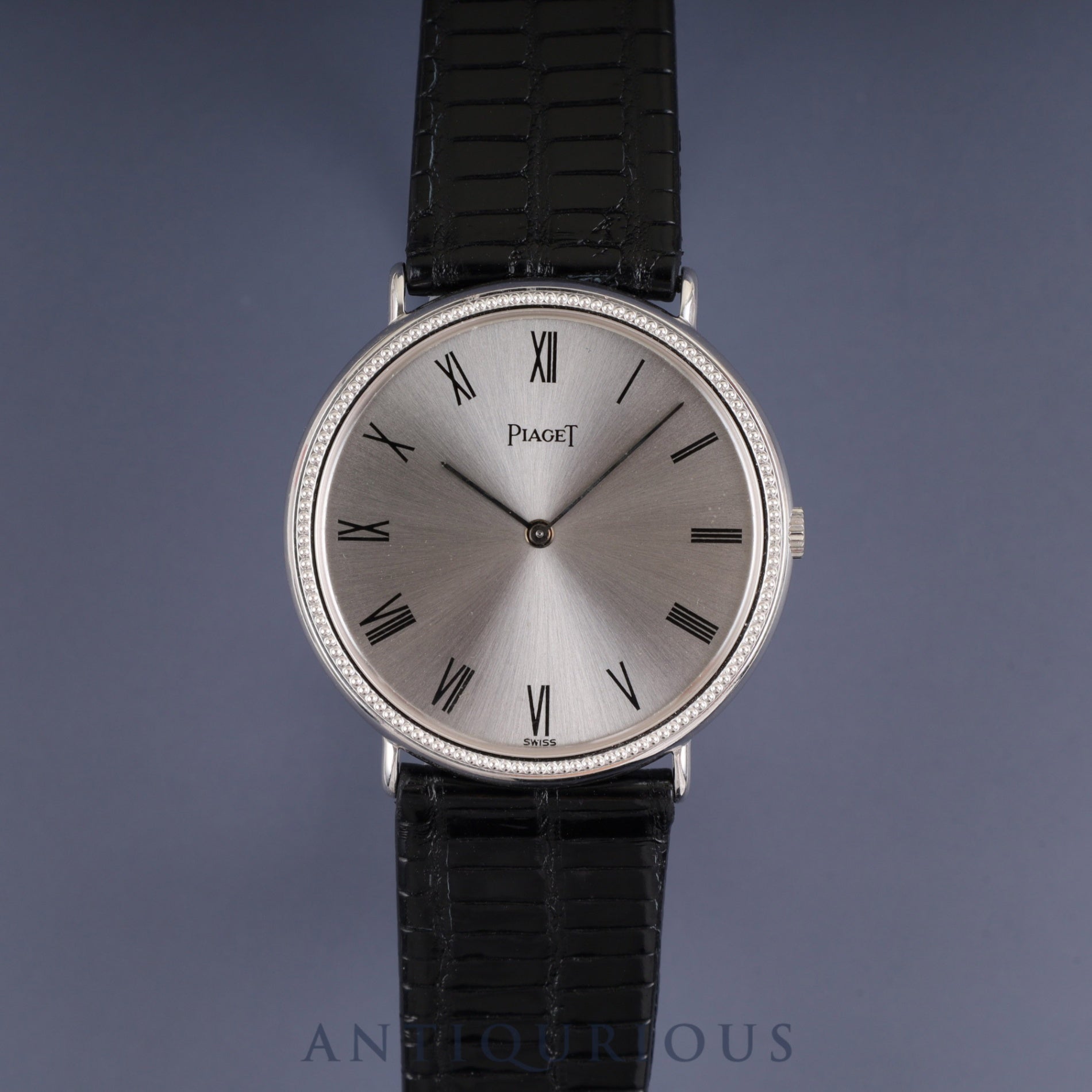 Piaget Round 90239 Manual Winding Caliber 9P2 750 Leather Genuine Buckle (750) Silver Dial Genuine Strap Overhauled