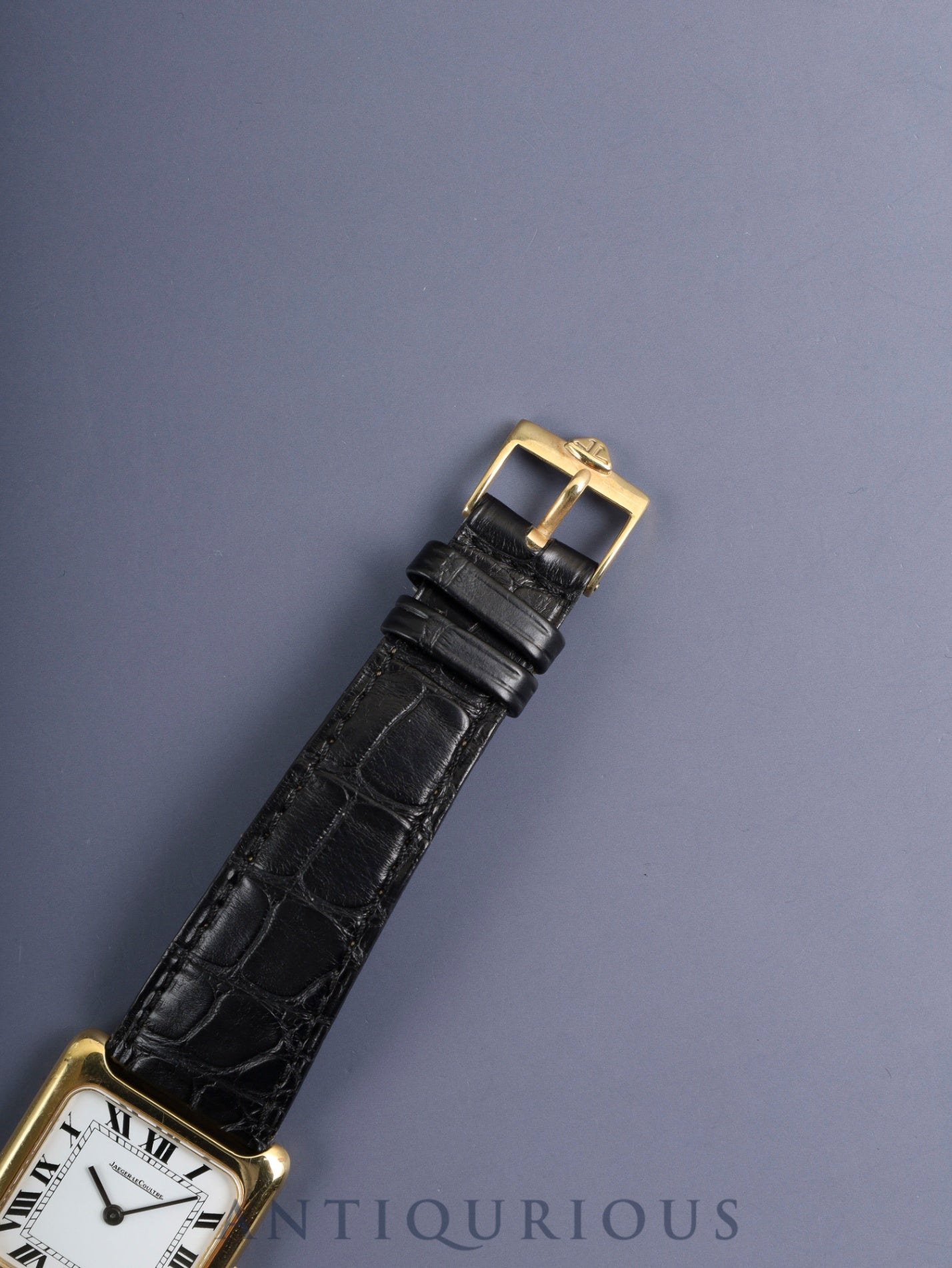 Jaeger-LeCoultre Square Case 9117.21 Manual Winding 750YG Leather Original Buckle (GP) White Roman Dial Overhauled